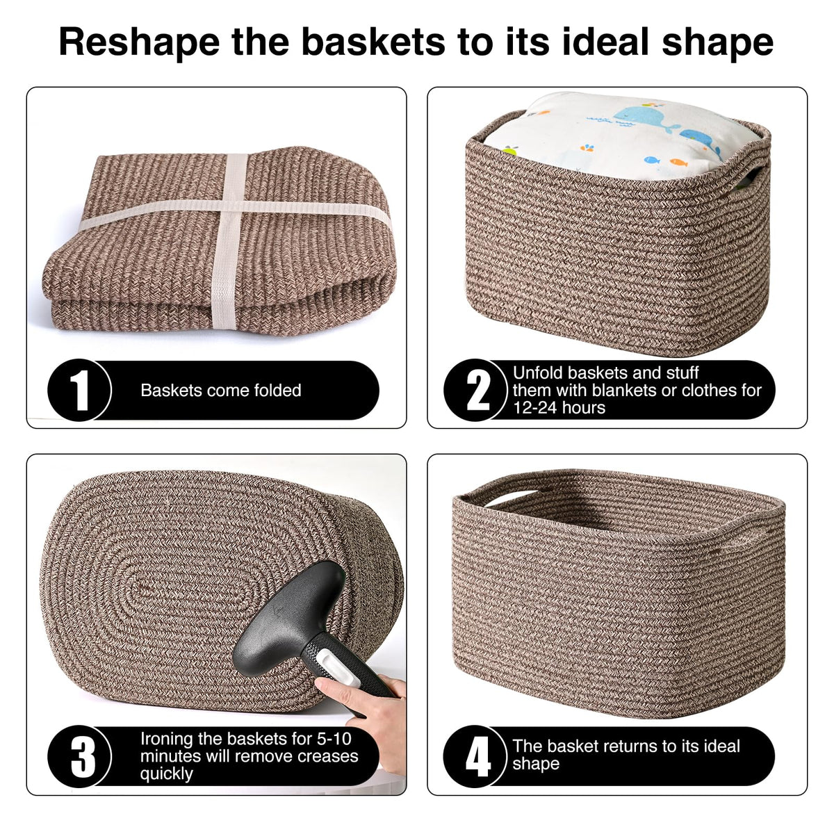 Storage Baskets for Organizing Shelves (3 Count)