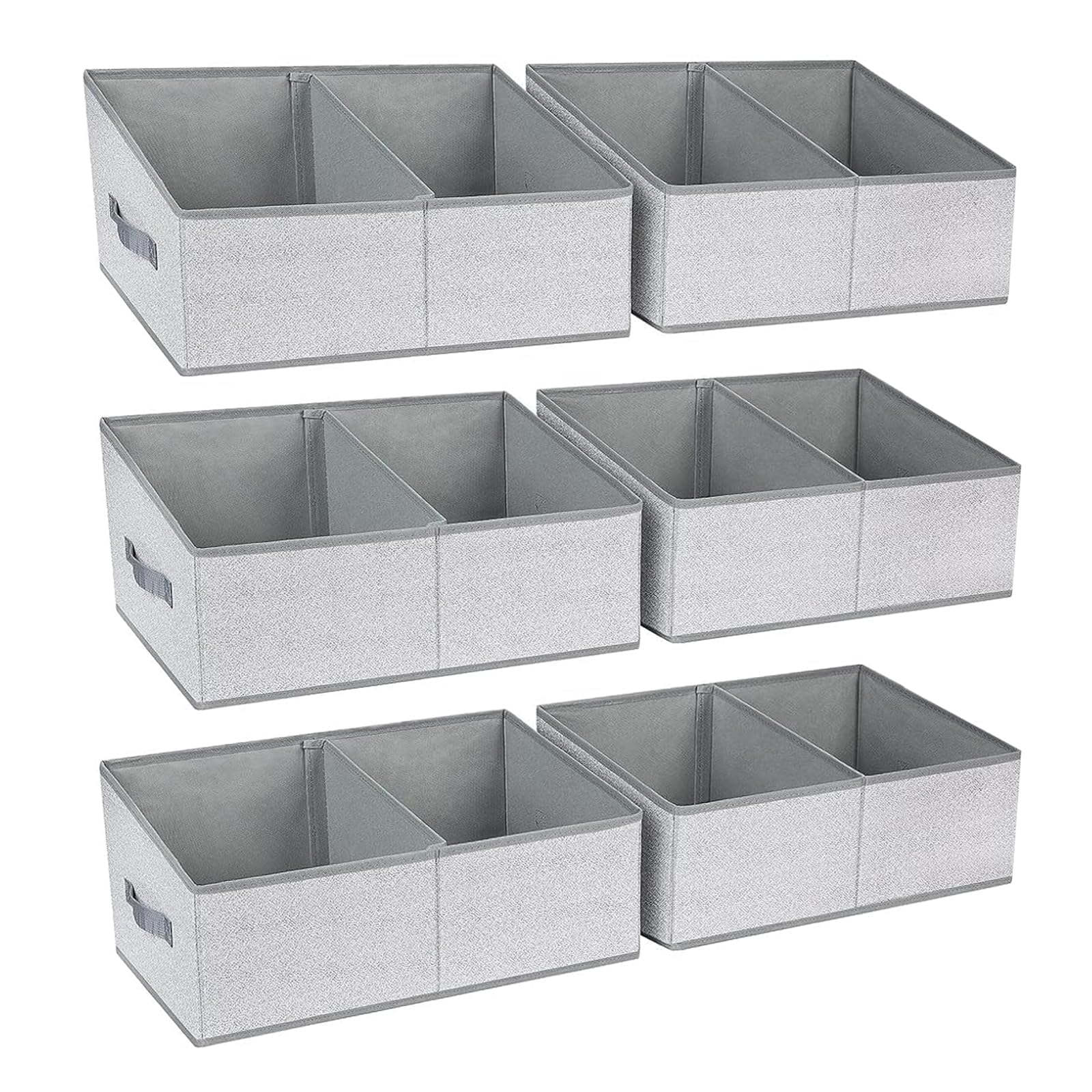 Large Closet Shelf Organizer Bins 6 Packs with Handles and Divider (6 Count)
