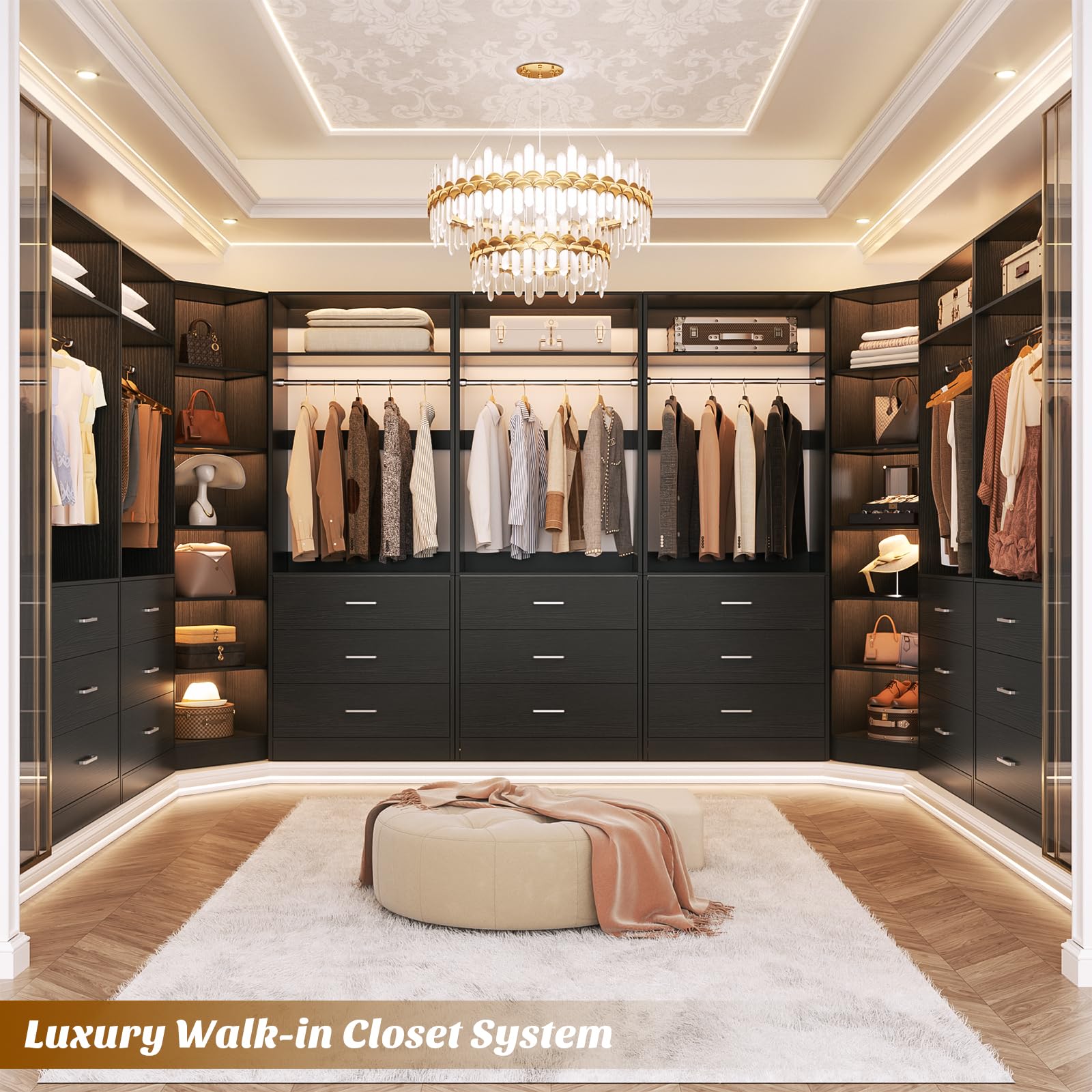 Closet System with 6 Drawers & 10 Shelves
