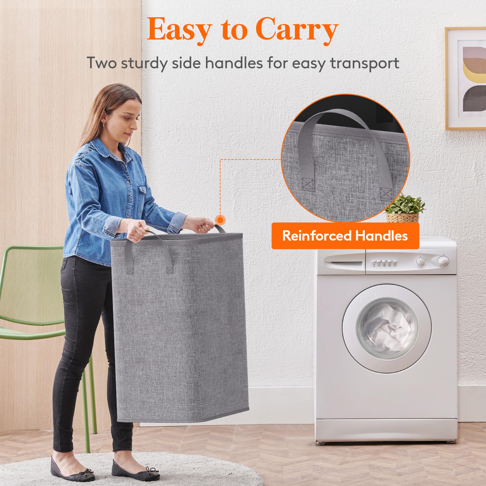 80L Large Laundry Basket with Handles