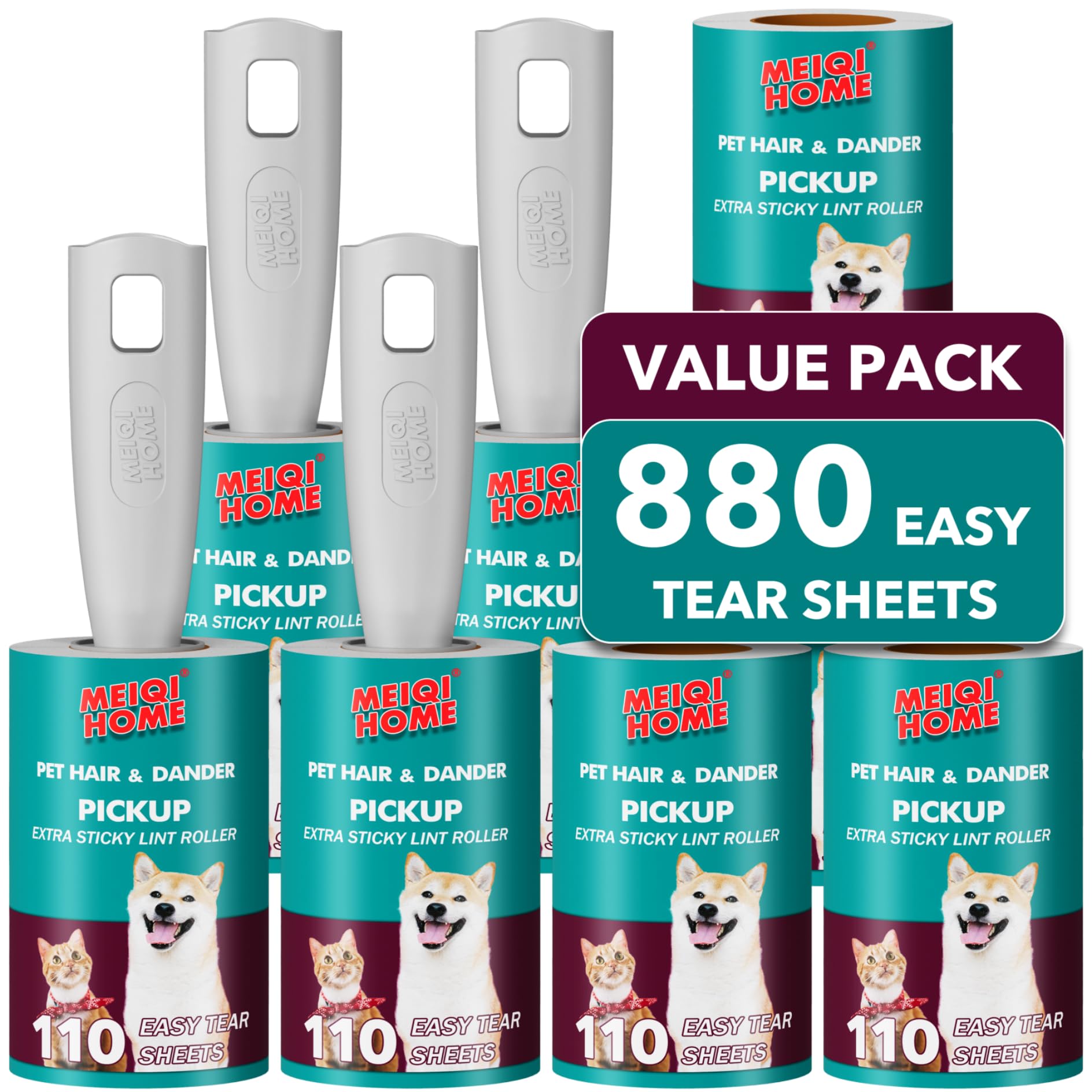 Lint Rollers for Pet Hair Extra Sticky (8 Count)