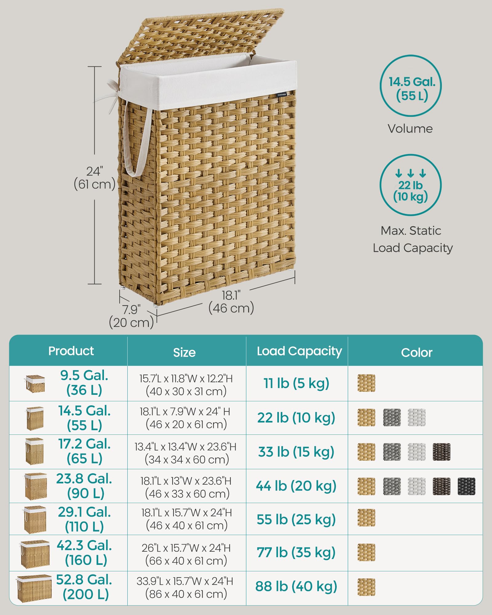 Slim Laundry Hamper with Lid