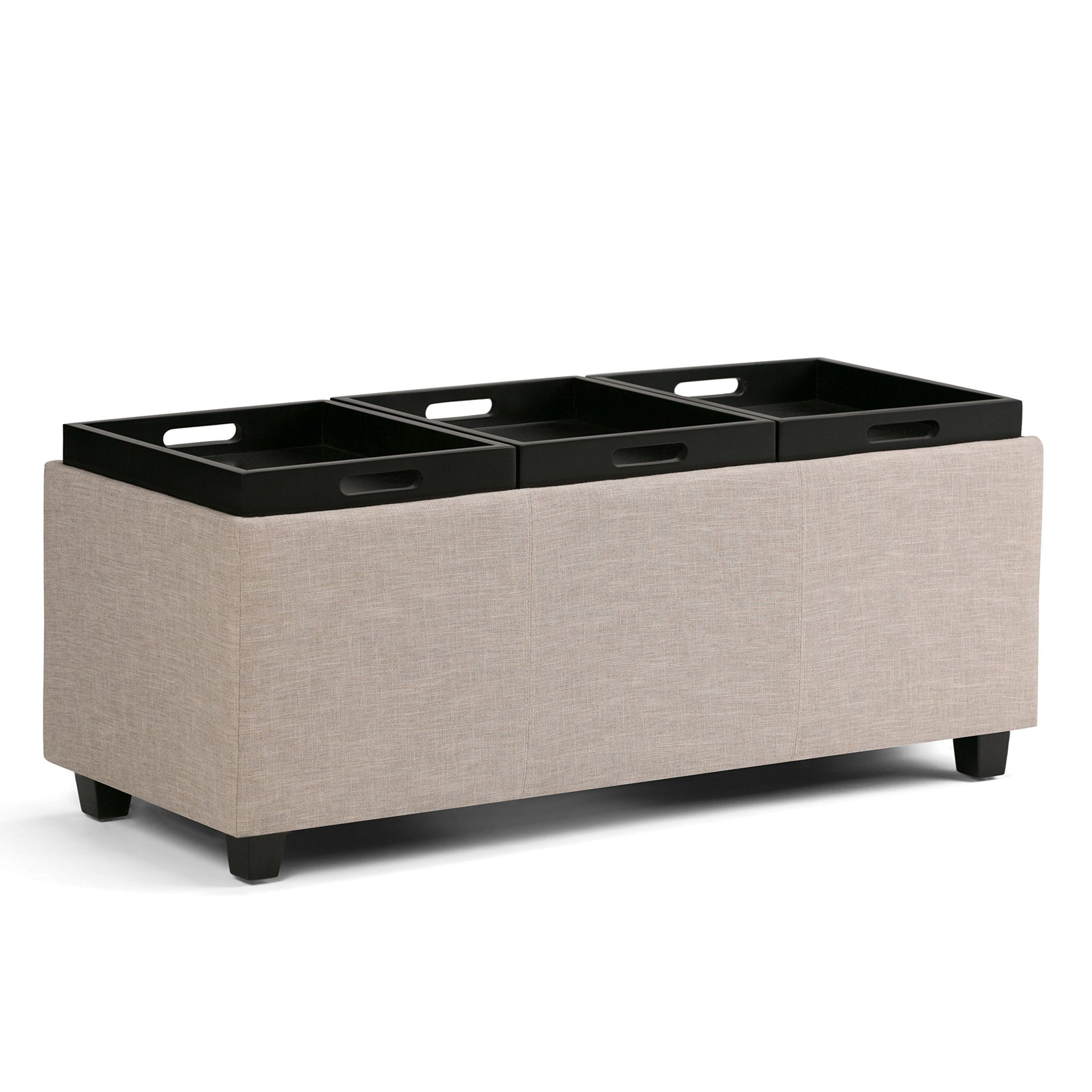 Avalon 42" Wide Linen Look Fabric Storage Ottoman in Natural