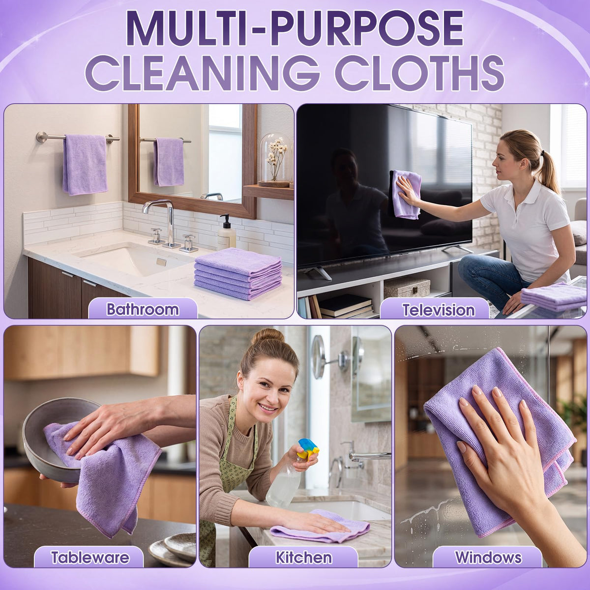 60 Pcs Microfiber Cleaning Cloths for Cars Ultra Absorbent Car Towels Drying Reusable Cleaning Supplies House Kitchen Window Microfiber Towel (60 Count)