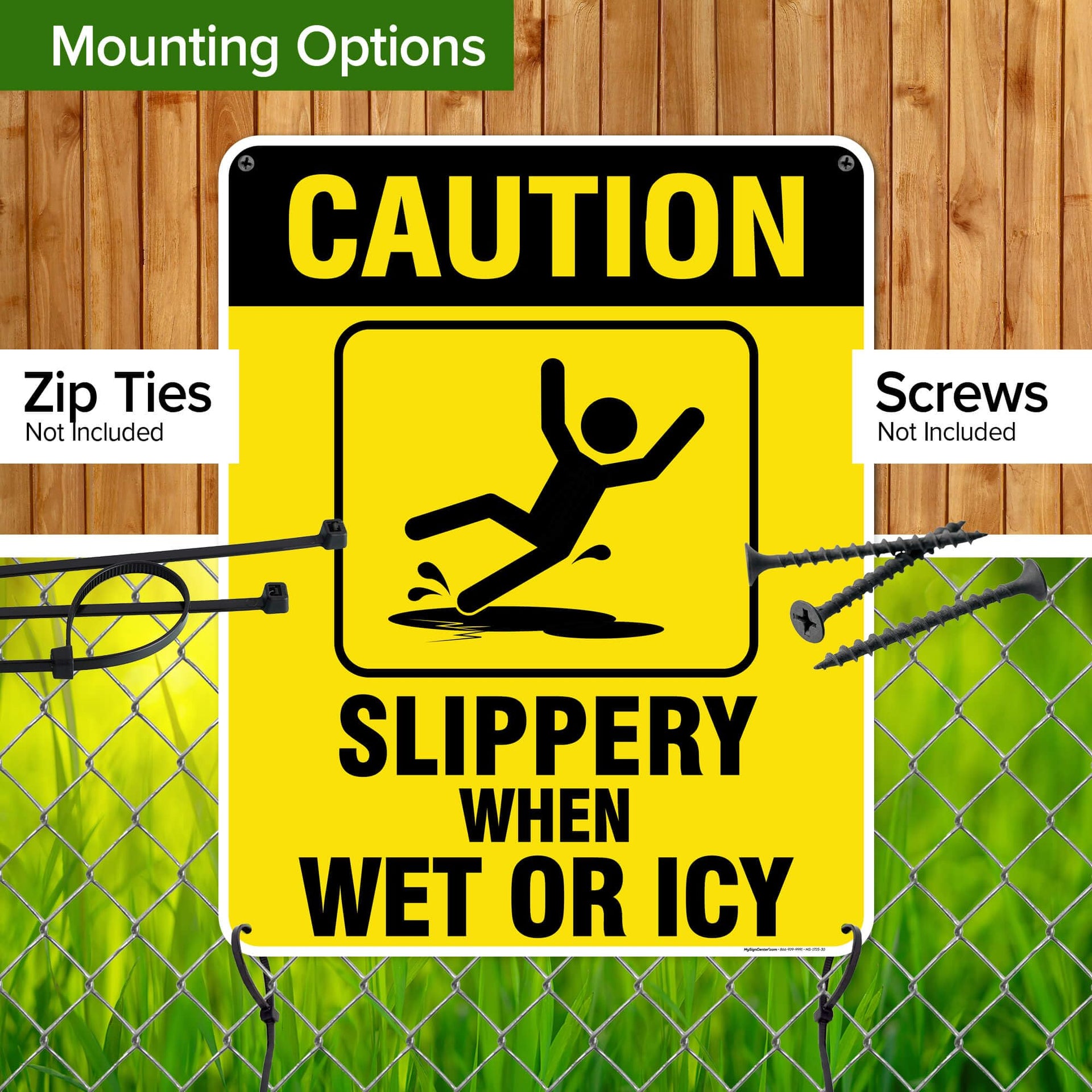 Caution Slippery When Wet Sign or ICY Sign