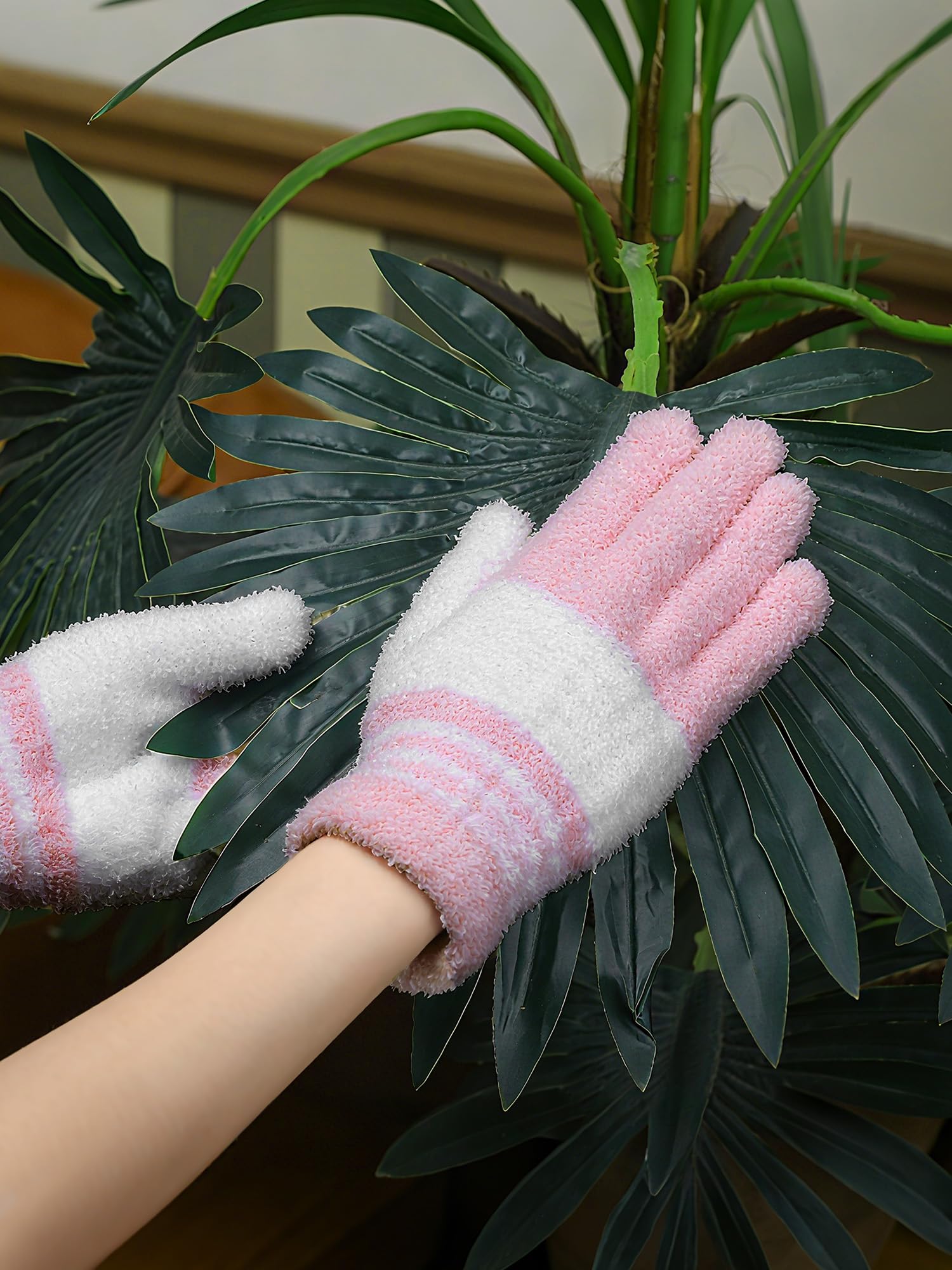 3 Pairs Microfiber Dusting Gloves for Plants Leaf (3 Count)