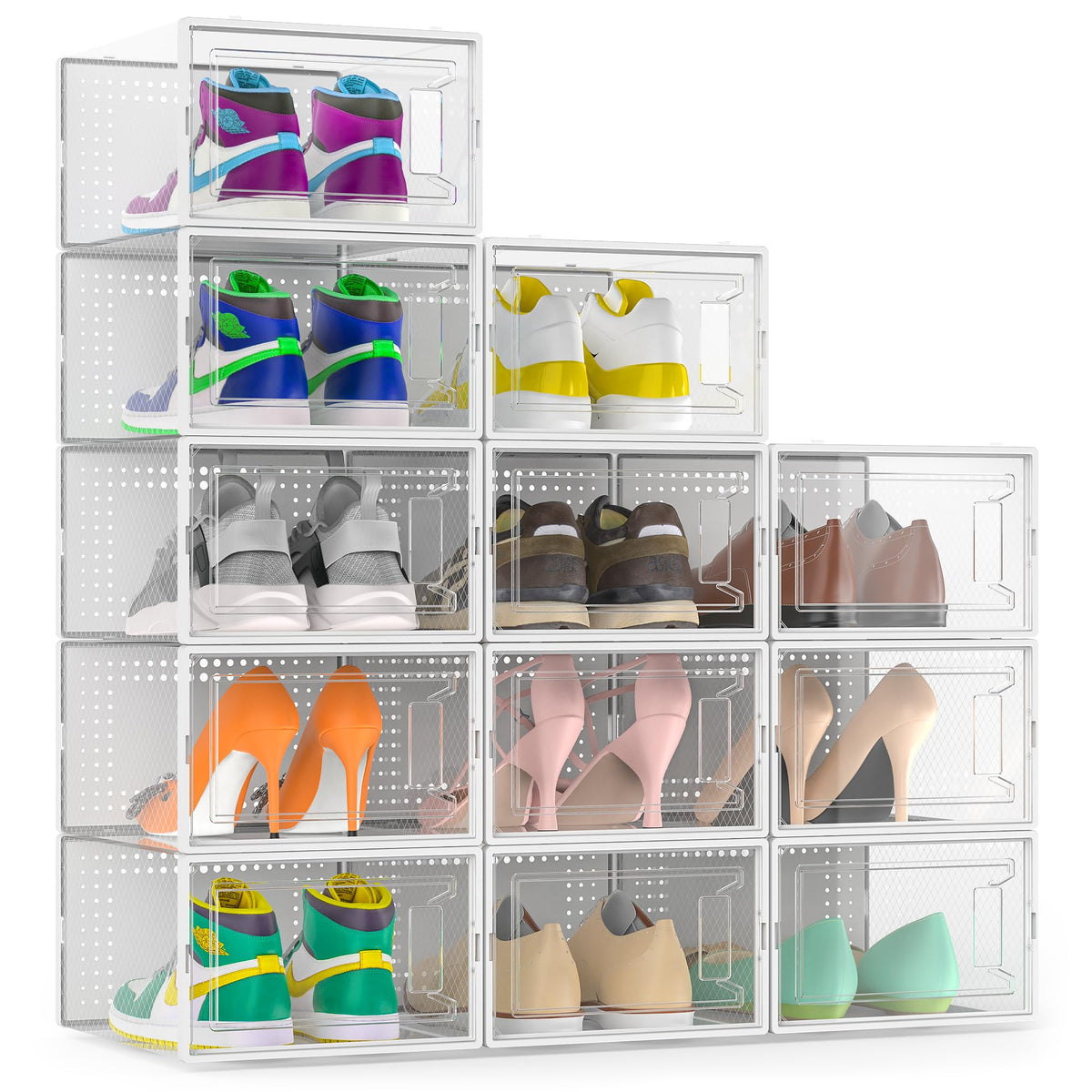 12 Pack X Large Shoe Organizer Storage Boxes for Closet (12 Count)
