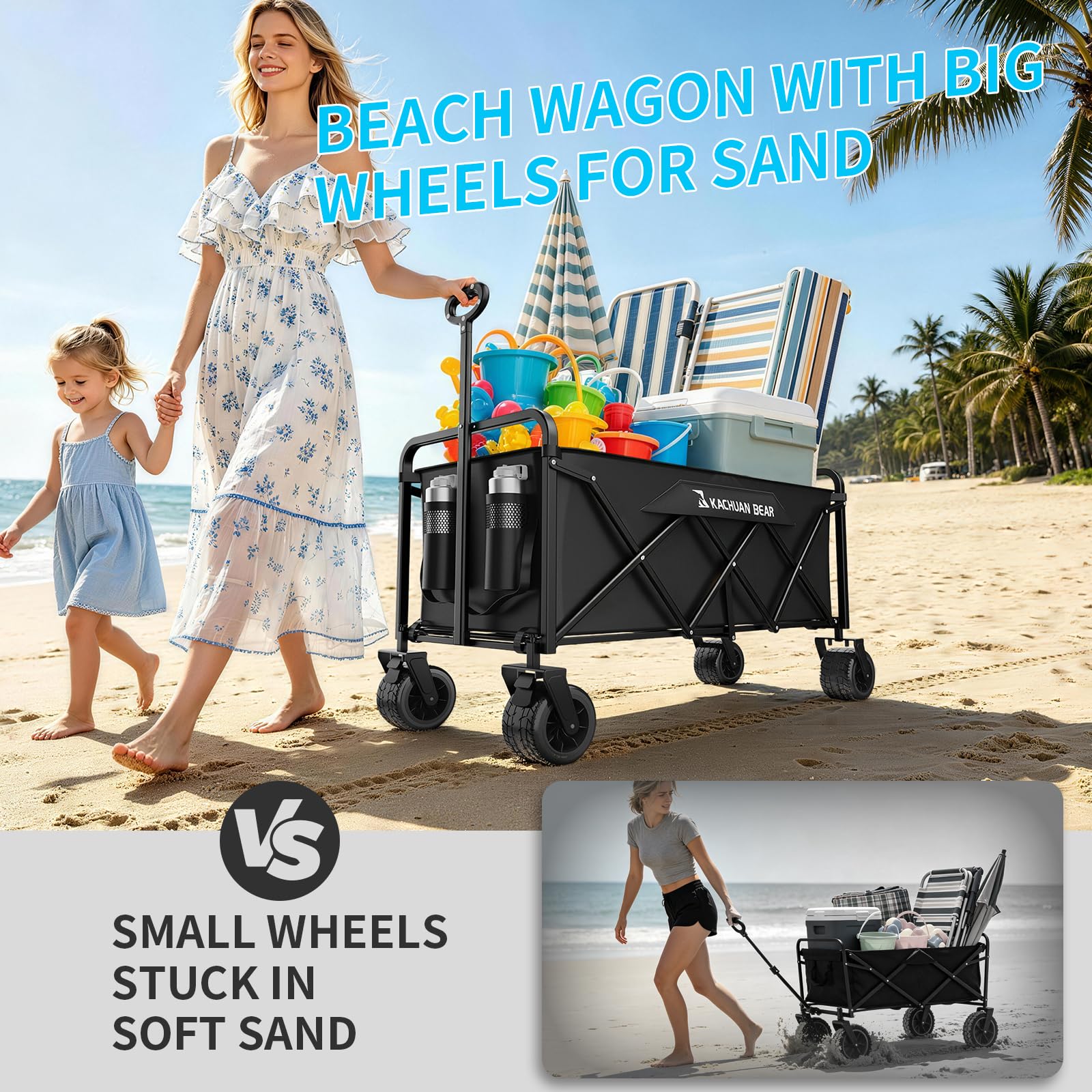 300L Wagons Carts Foldable Collapsible with Big All