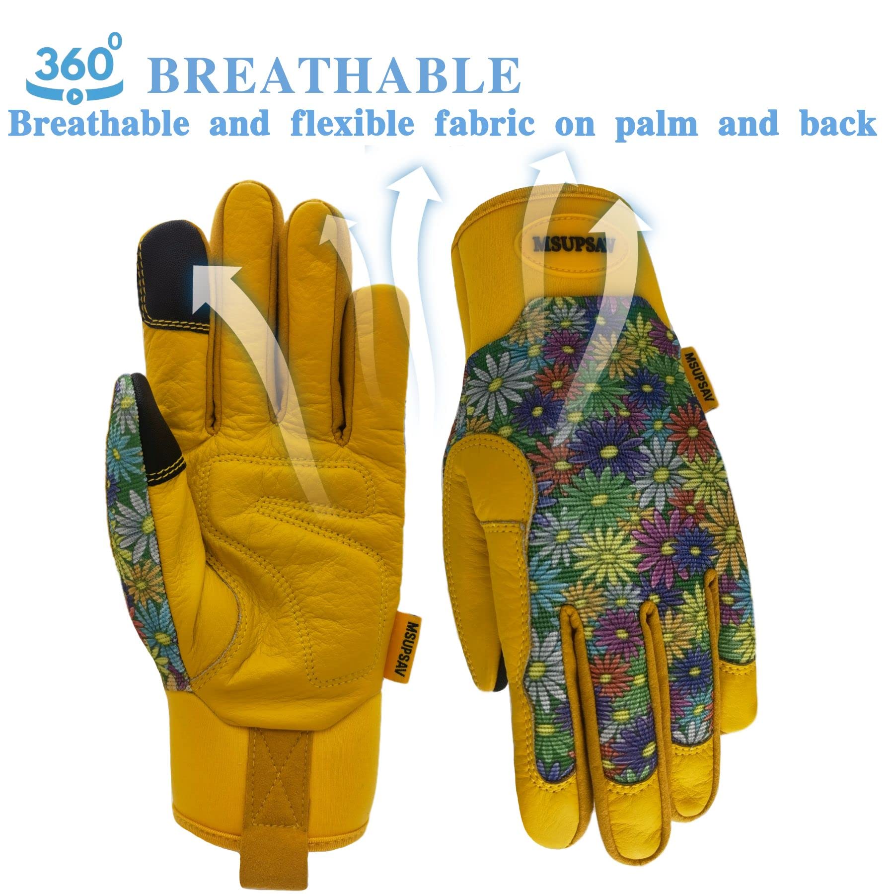 2 Pairs Leather Palm Garden Gloves