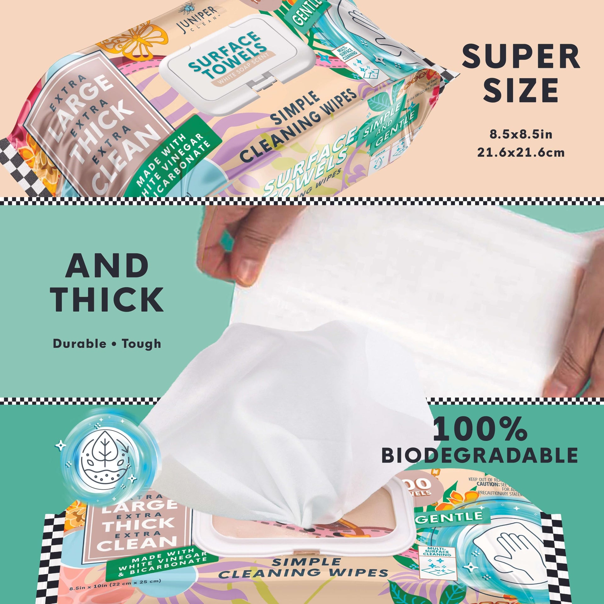 3 Packs Surface Cleaning Wipes (300 Count)