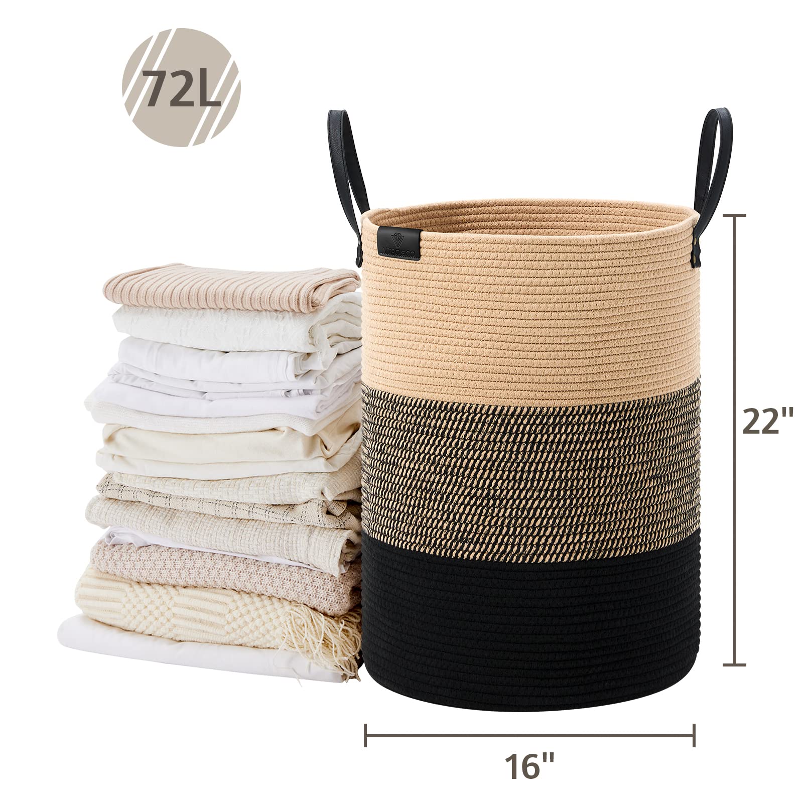 72L Tall Woven Rope Laundry Hamper (2434.6096 Fl Oz) - ModHome Supplies