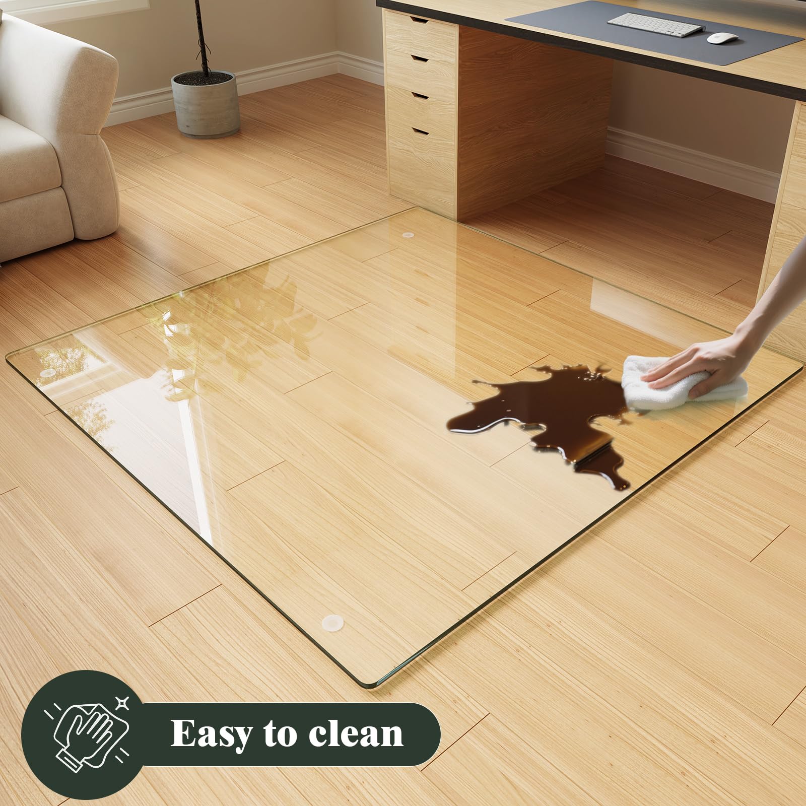 55" x 55" Office Chair Mat for Hardwood Floors & Carpets