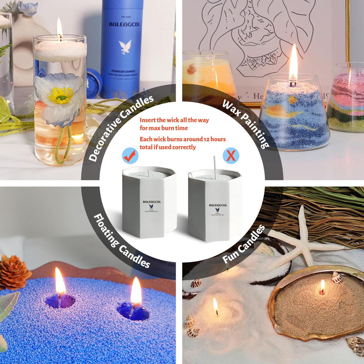 Salvia Scented Blue Pearled Candle 18oz Luxury Sand Candle Granulated Wax (18 Ounce)