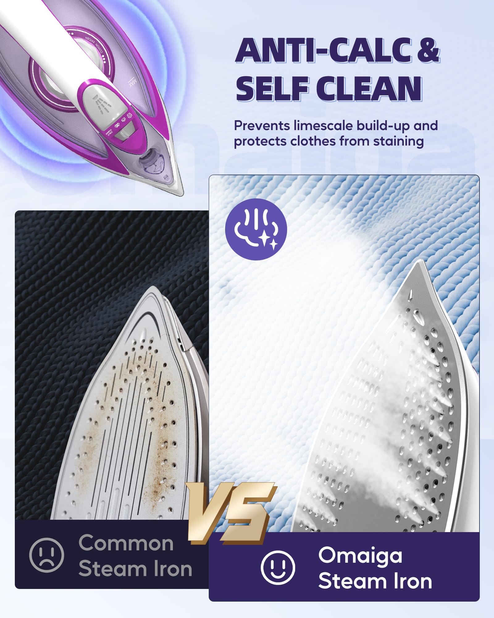 1750W Steam Iron for Clothes