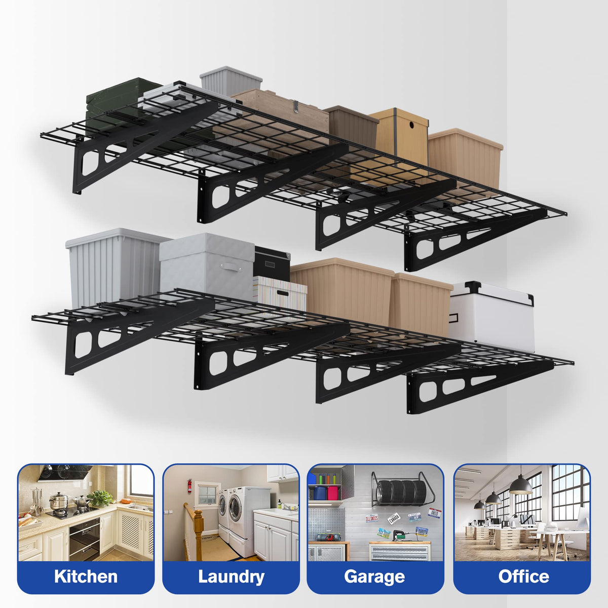 2 Pack 2x6FT Garage Wall Shelving