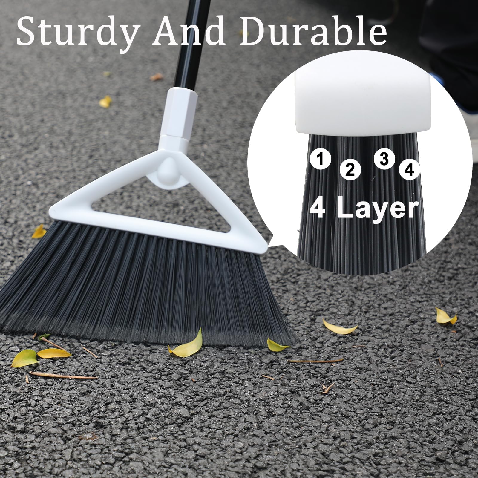 Heavy Duty White Angle Broom with Long Handle (2 Count)