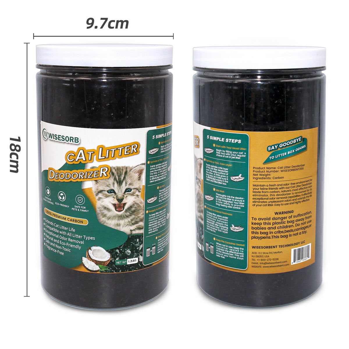 Cat Litter Deodorizer 1.2Lb Activated Carbon Litter Box Odor Eliminator Absorber Unscented Cat Litter Odor Control Room Deodorizer Solution for Homes with Pets (19.2 Ounce)