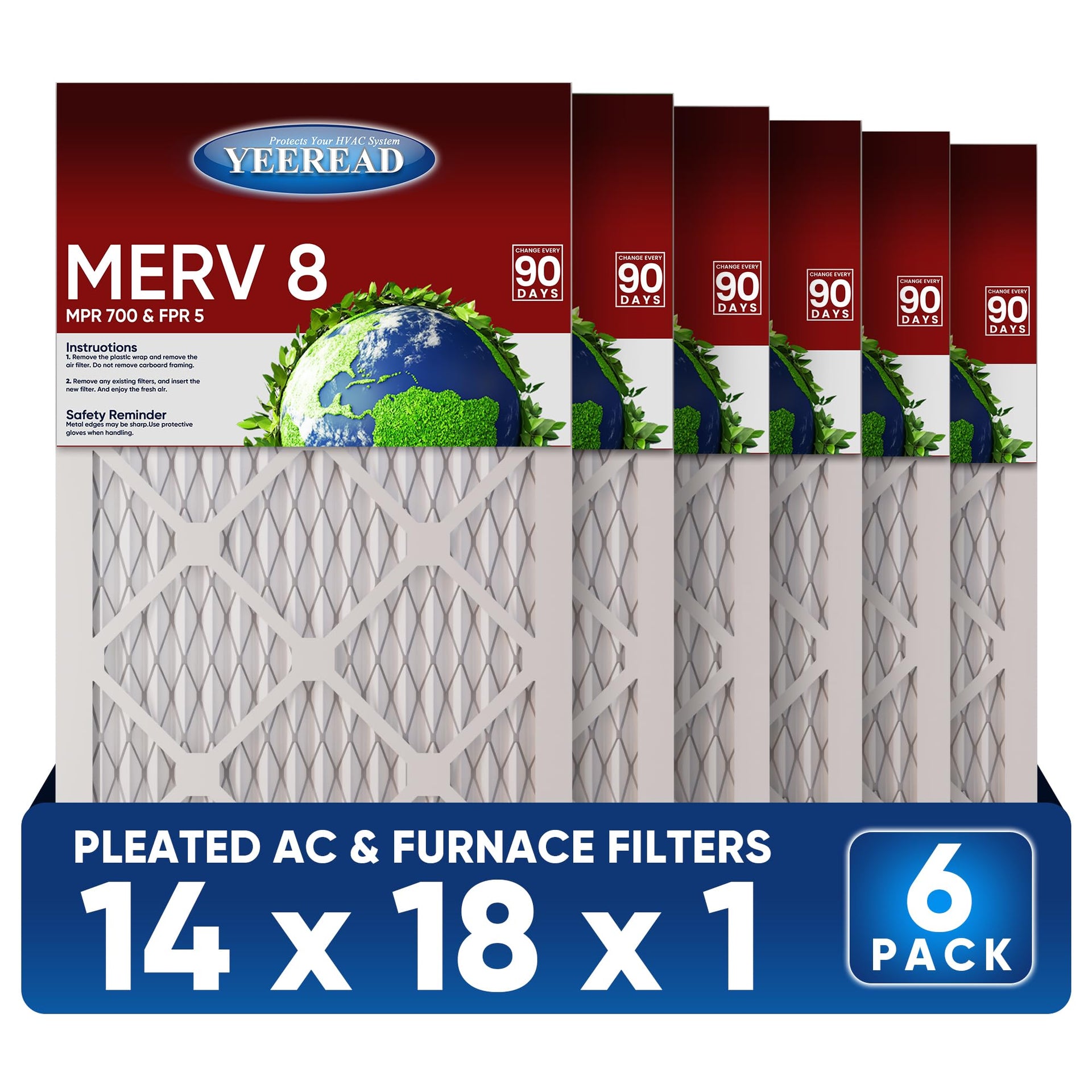 14x18x1 MERV 8 Air Filters 6 (6 Count)