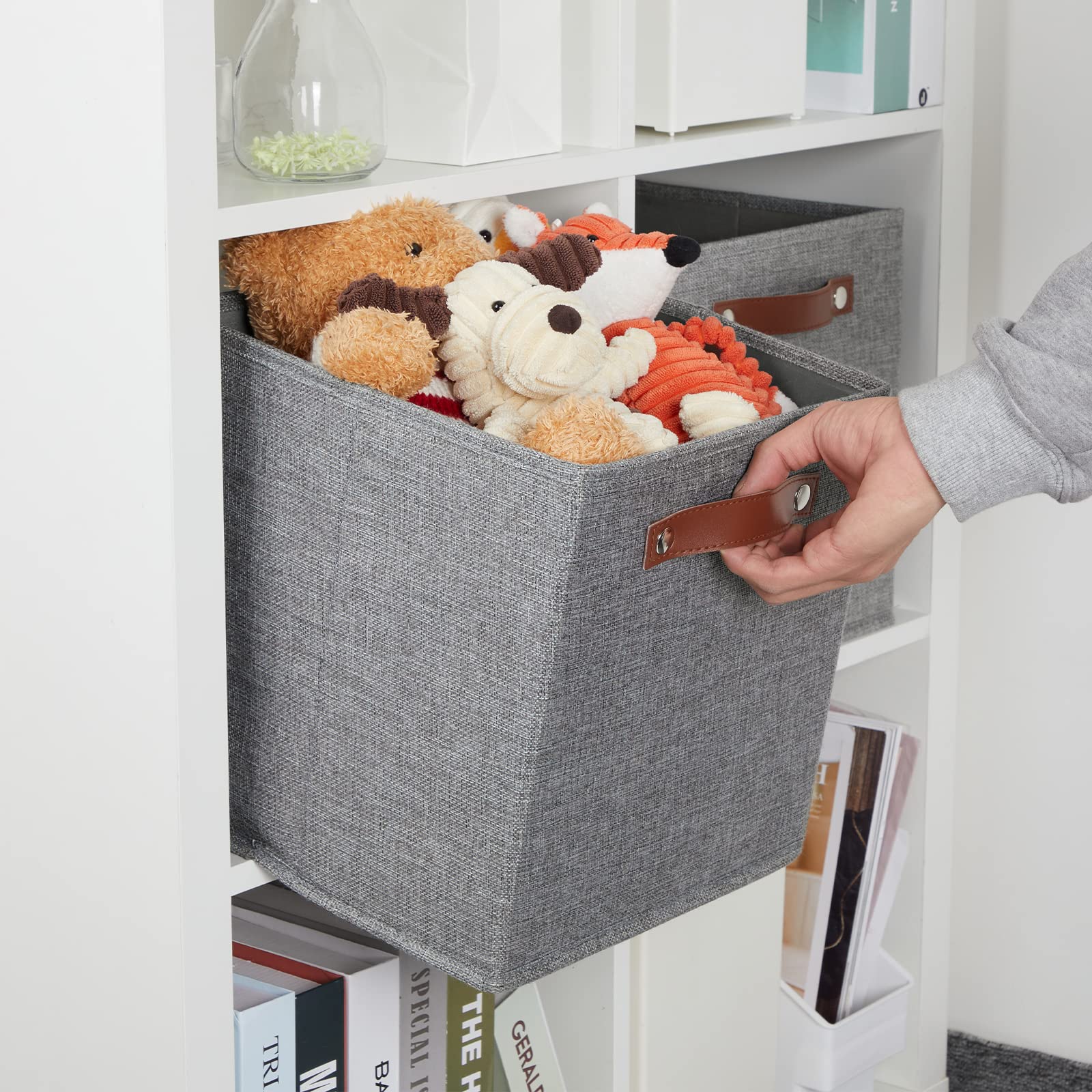11x11 Cube Collapsible Fabric Storage Bins for Shelf Organizing (4 Count)