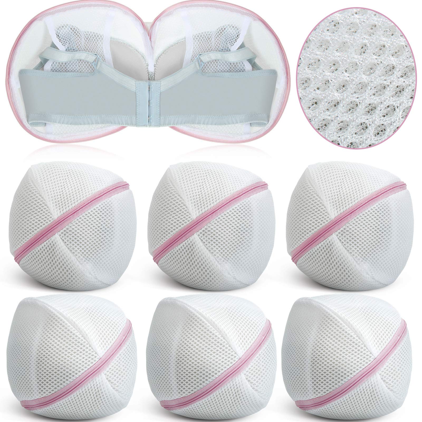 6 Pcs Bra Washing Bag for Laundry Storage Women 7.87 Inch Pink (6 Count)