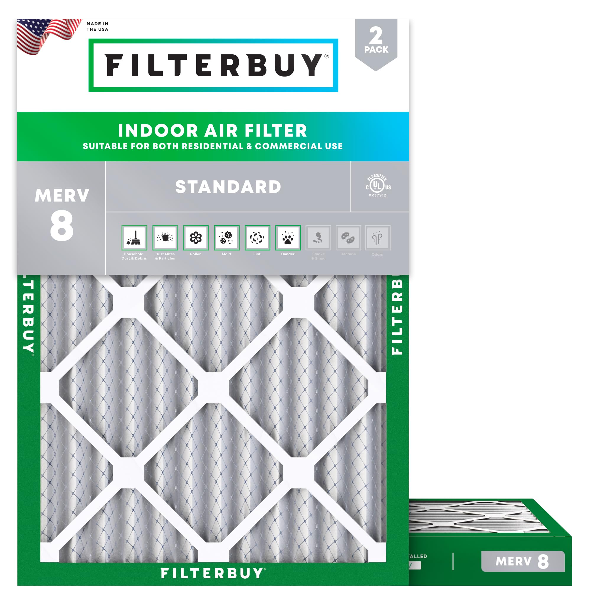 17x22x2 Air Filter MERV 8 Dust & Allergy Defense (2 Count)