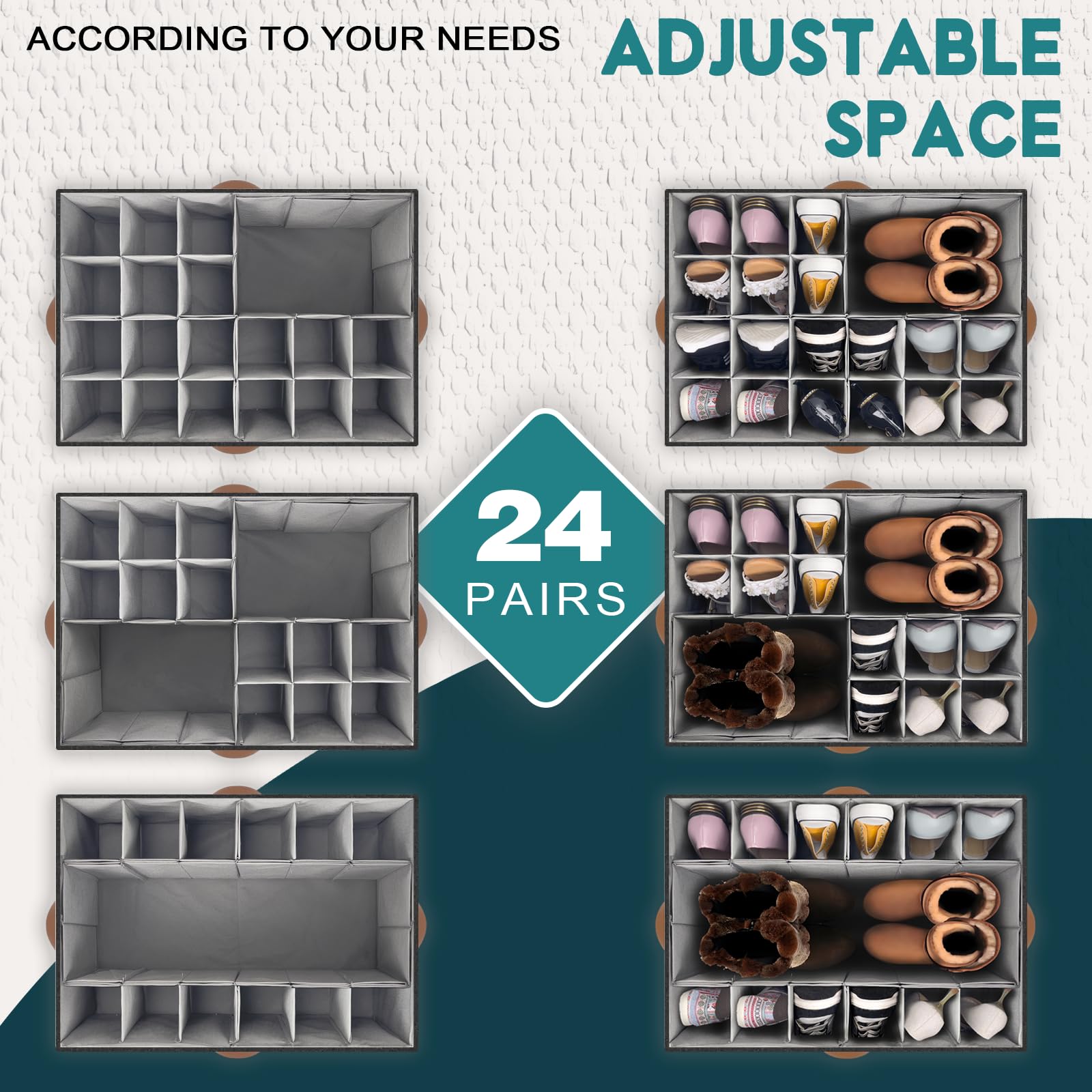 1 Pack Shoe Organizer for Closet Foldable Storage Box with Clear Cover