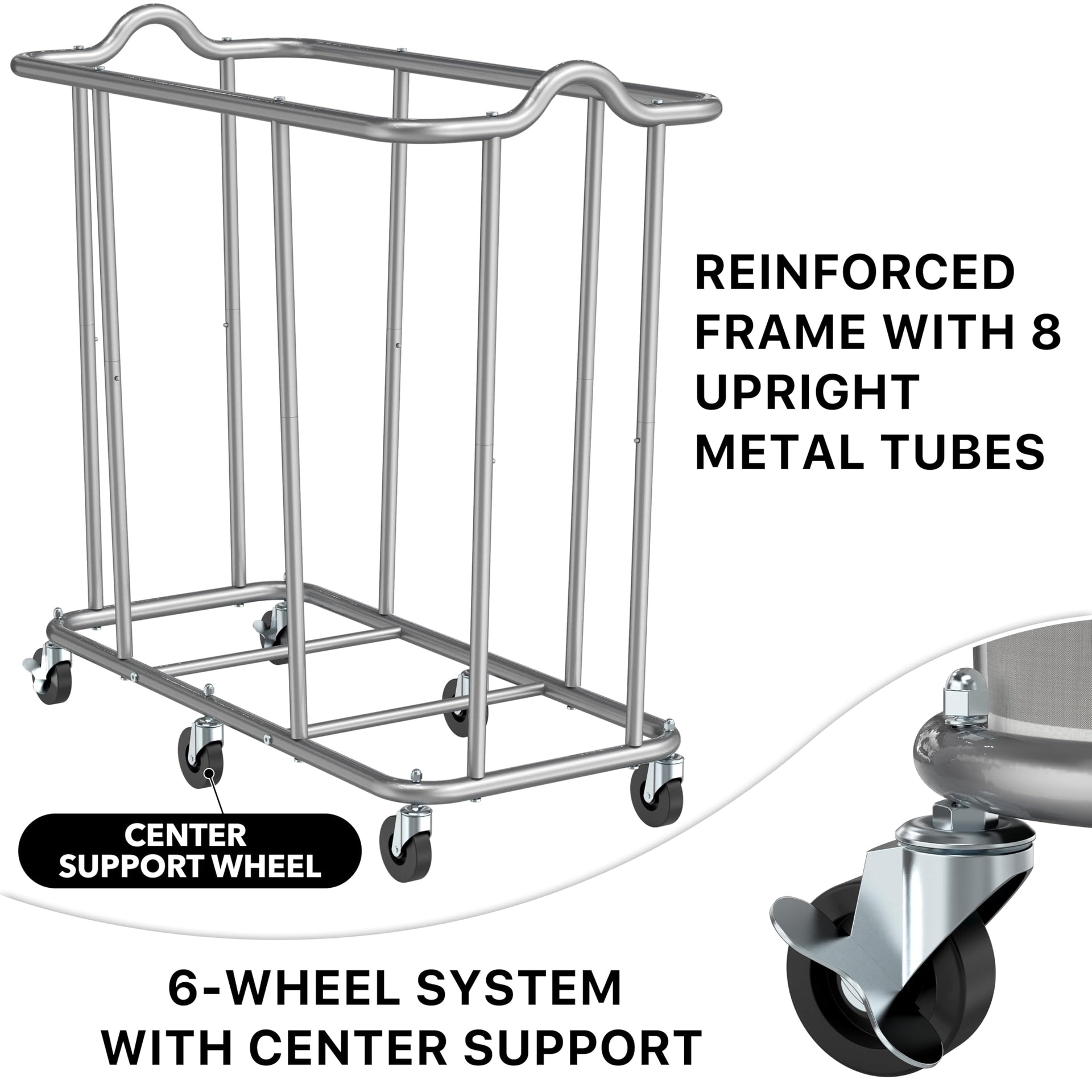 Large 2 Section Rolling Laundry Cart