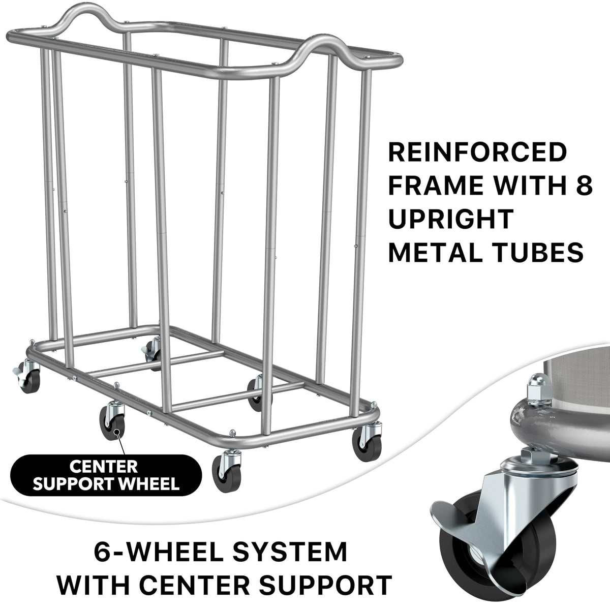 Large 2 Section Rolling Laundry Cart
