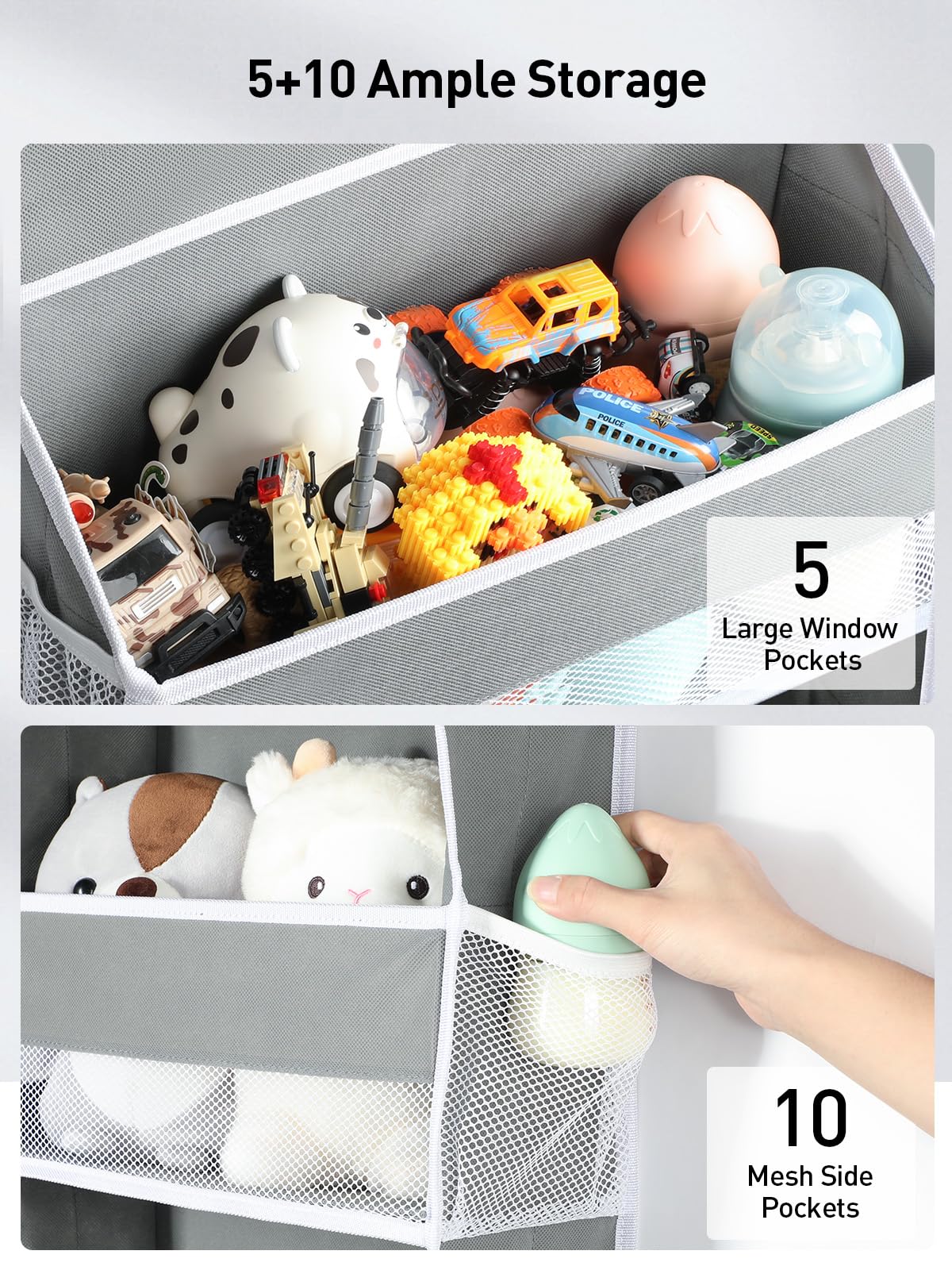 1 Pc Over the Door Organizer with 5 Bins 10 Side Pockets