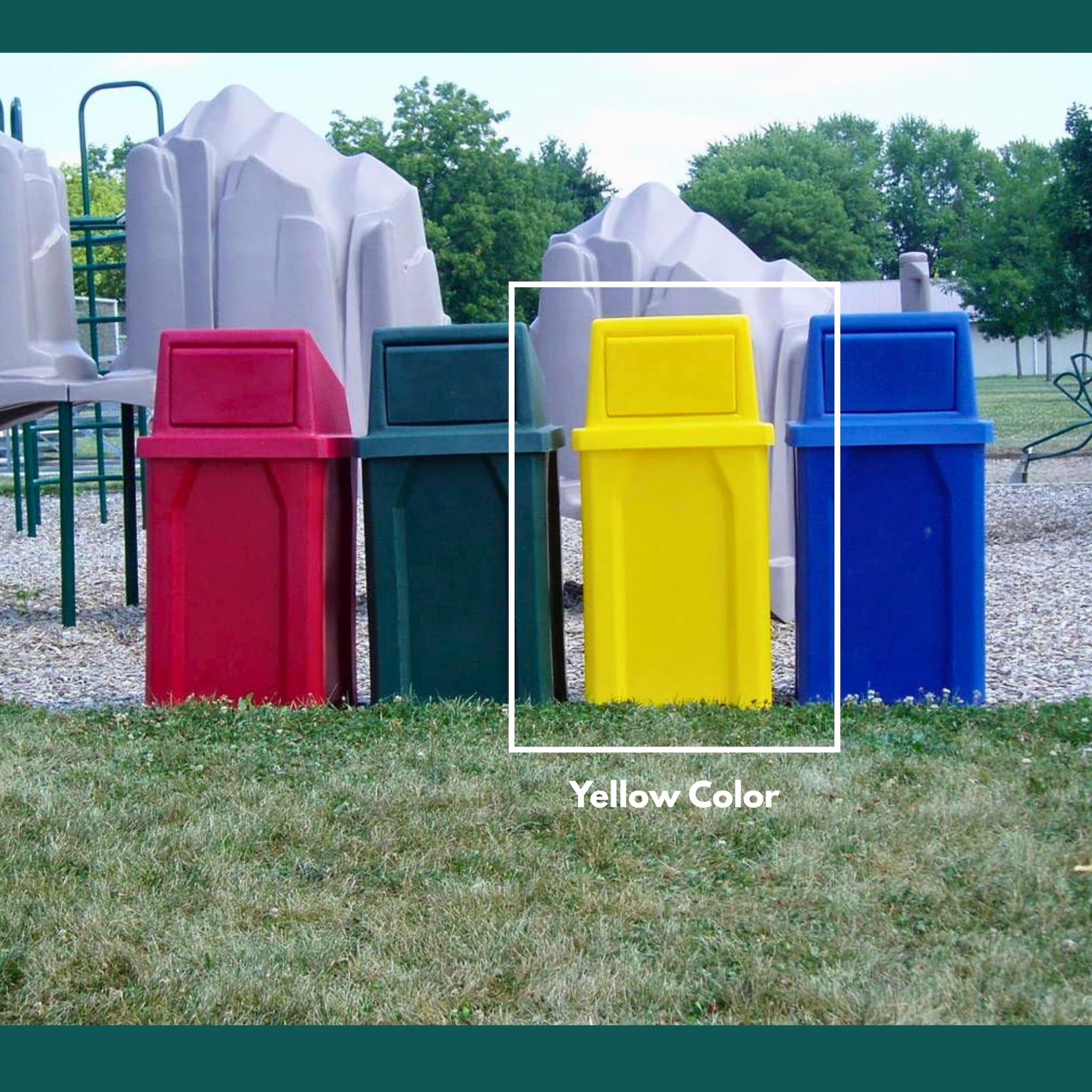 Campus Collection 32 Gallon Plastic Commercial Garbage Can with Push Lid