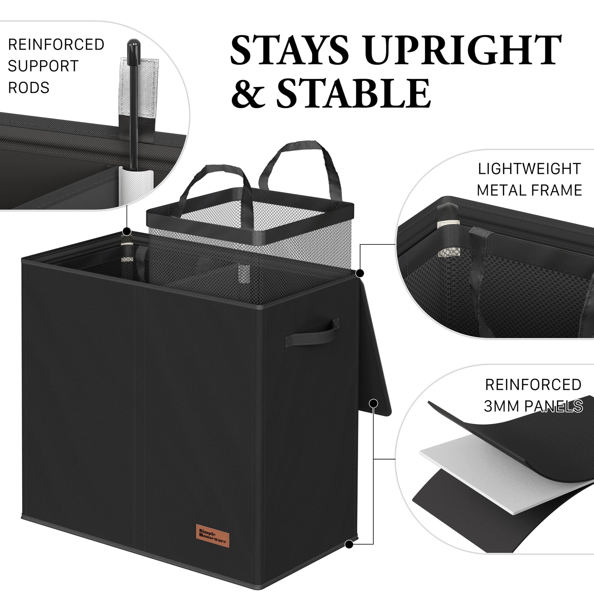 Double Laundry Hamper with Lid & Removable Bags