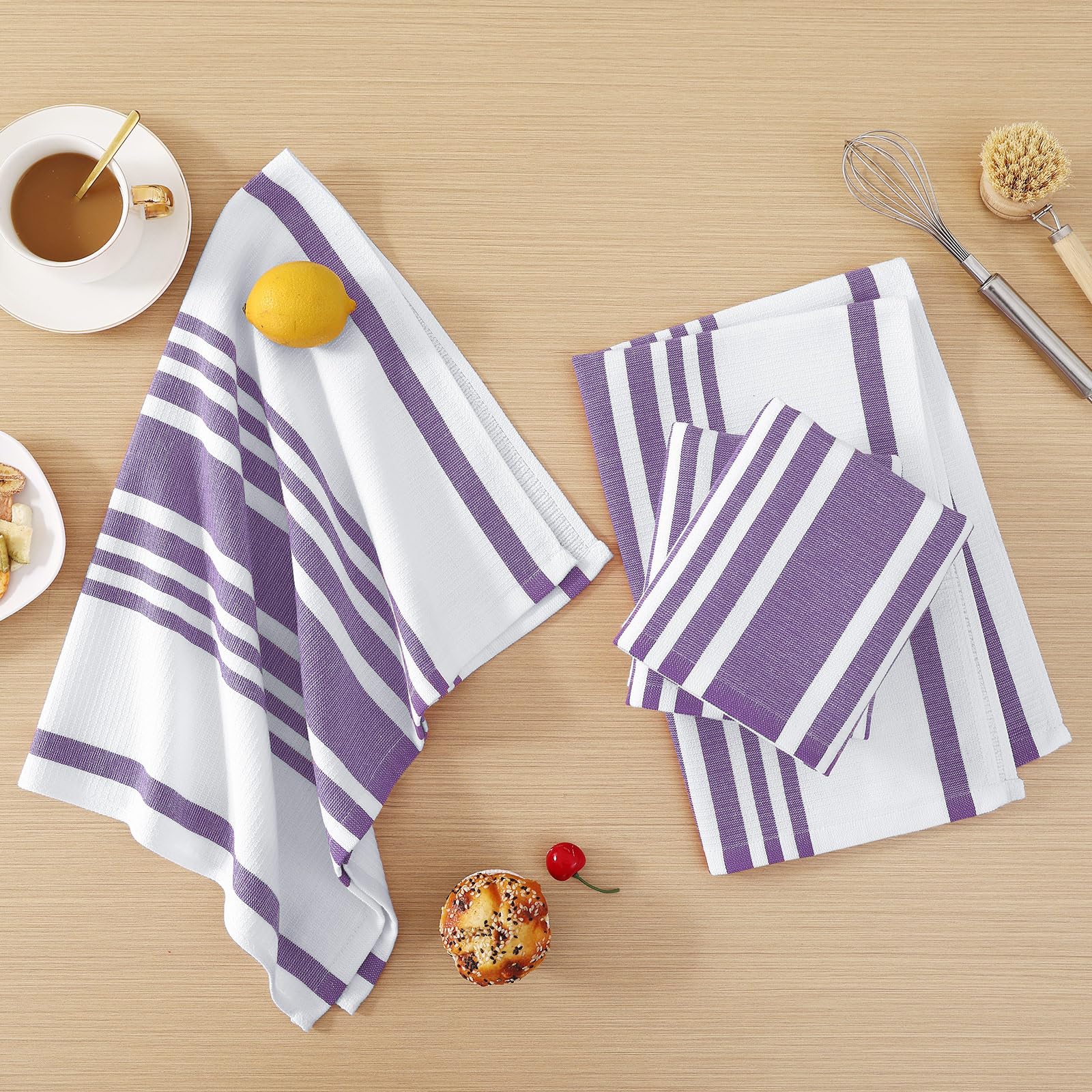 Premium Cotton Stripe Kitchen Towels 8 Pack (8 Count)