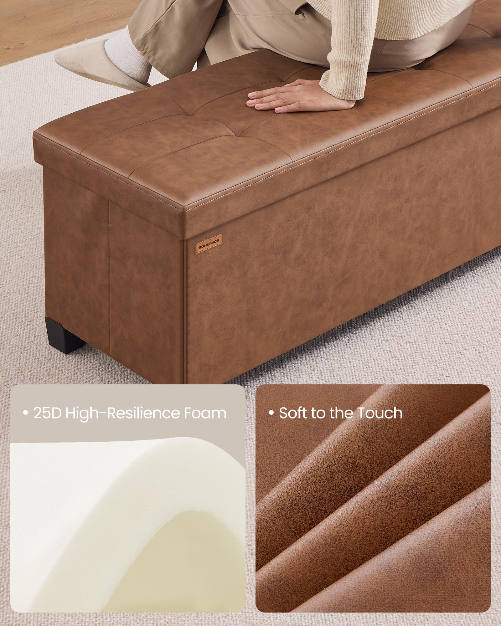Storage Ottoman Bench with Legs