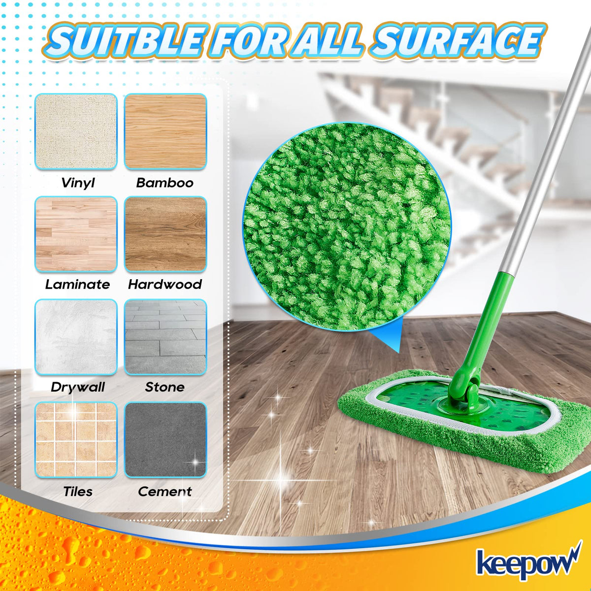Reusable Mop Pads Refills Compatible with Swiffer Sweeper Mop (6 Count)
