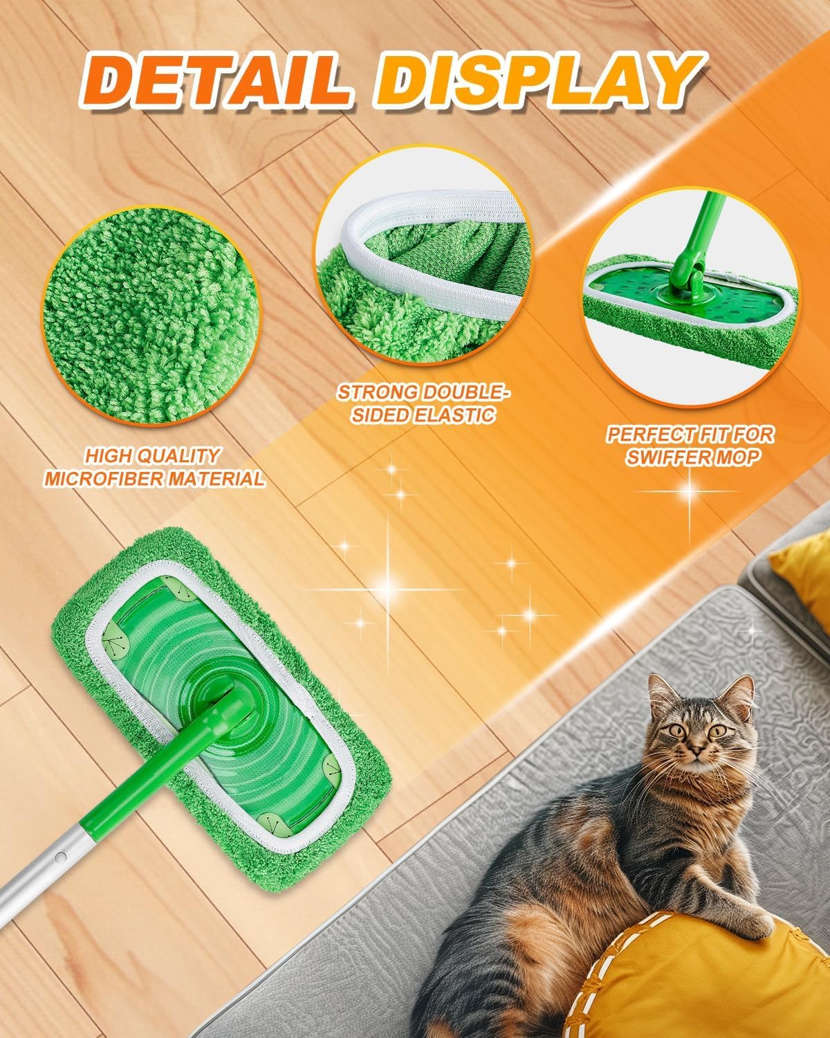 12 Pack Reusable Mop Pads Compatible with Swiffer Sweeper (12 Count)