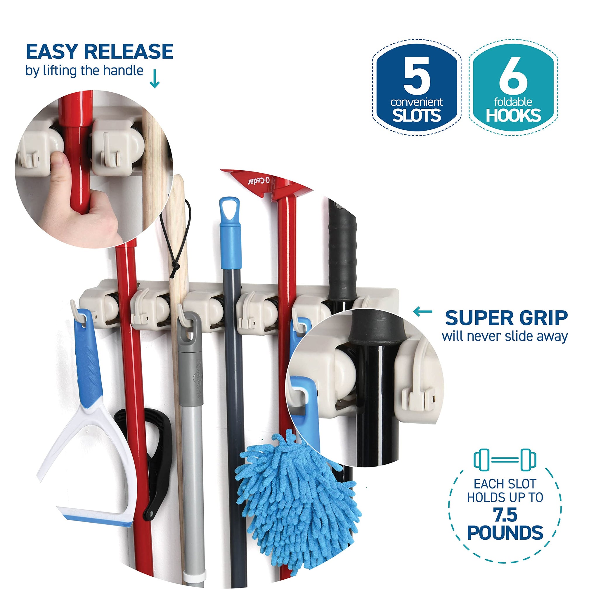 Broom and Mop Holder Wall Mount
