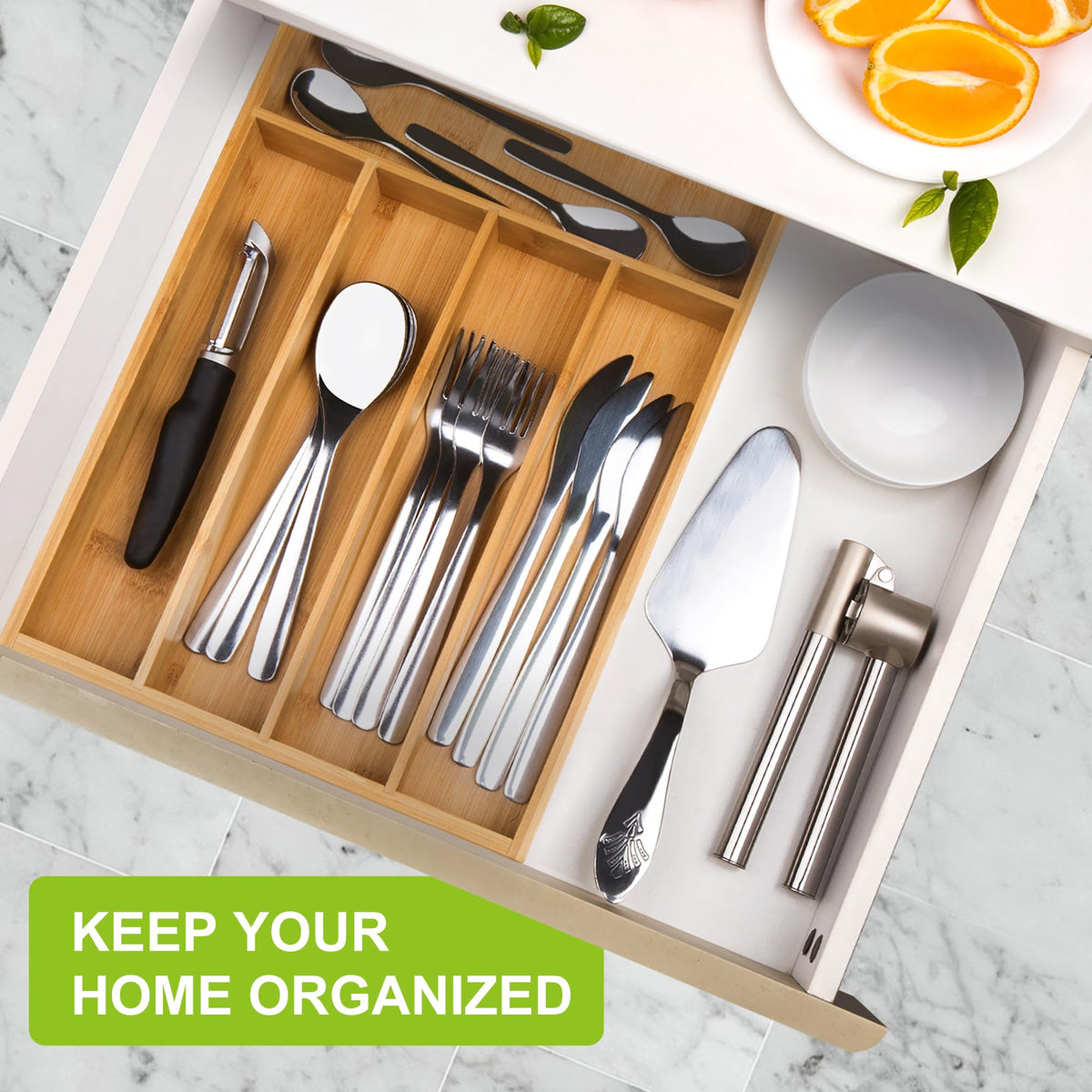 Bamboo Silverware Drawer Tray