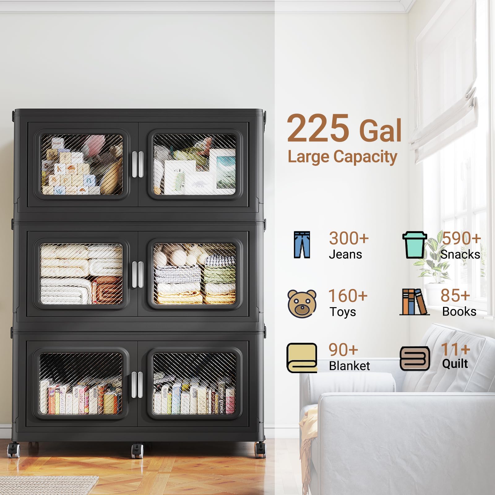 900 Qt Extra Large Stackable Storage Bin with Lids (3 Count)