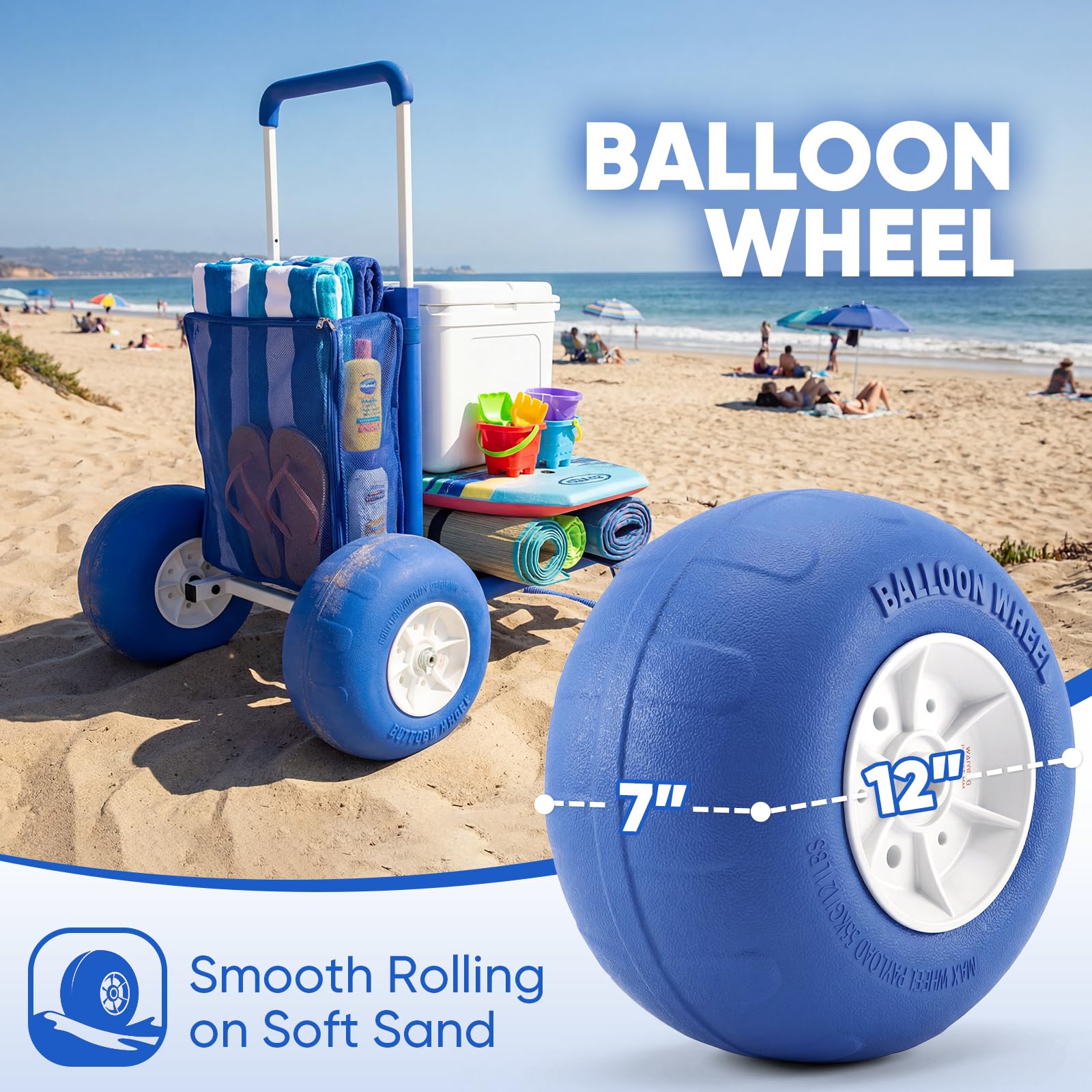 Beach Wagon with 12" Big Wheels for Sand