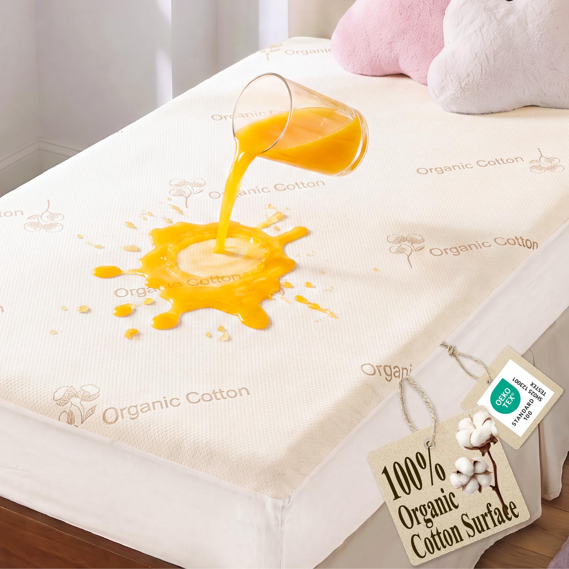 Organic Cotton Surface Waterproof Mattress Protector Twin Size