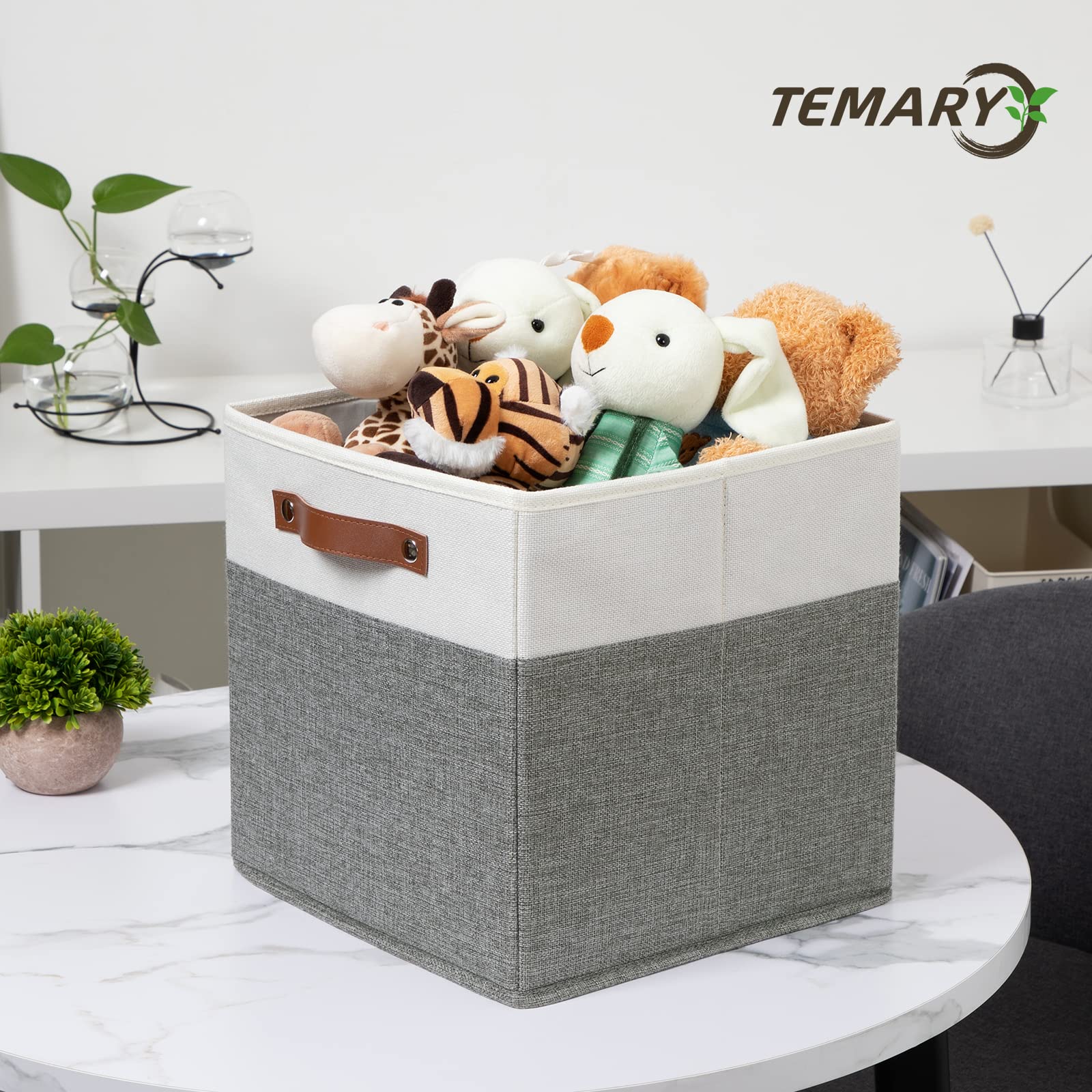 Storage Cubes 12x12 Fabric Cube Storage Bins Foldable Storage Baskets with Handles (4 Count)
