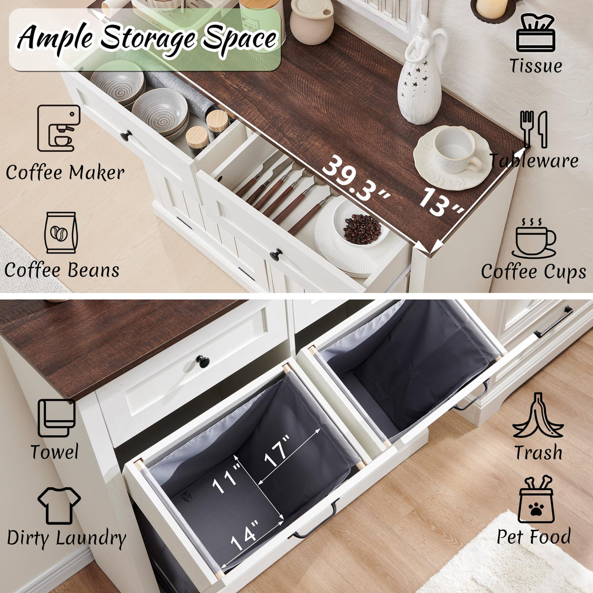 Double Tilt Out Laundry Hamper Cabinet