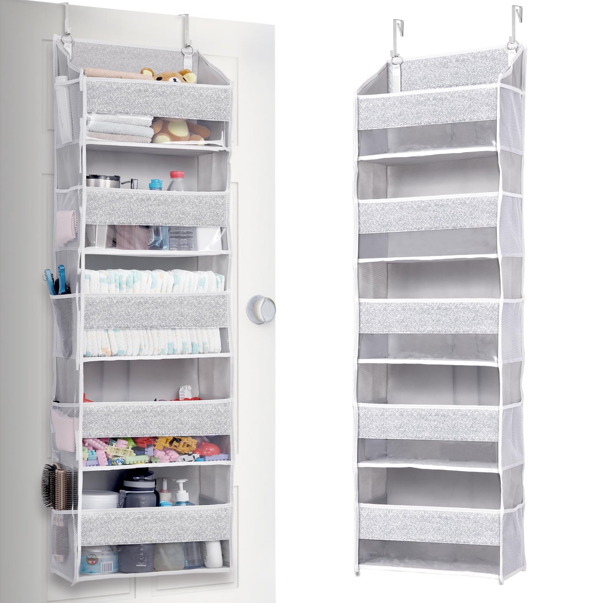 1 Pack Over Door Organizer with 5 Large Pockets 10 Mesh Side Pockets