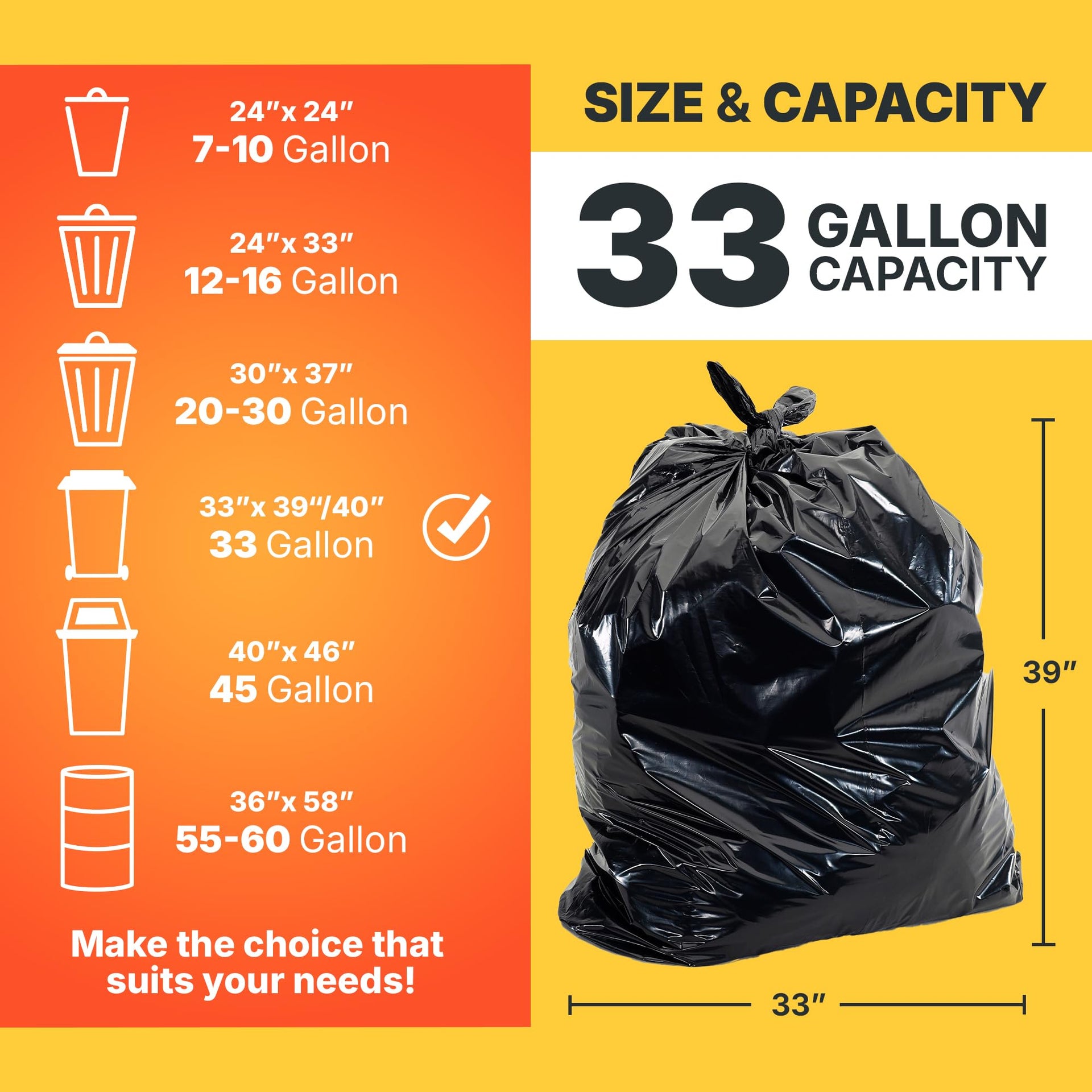 33 Gallon Trash Bags (100 Count)