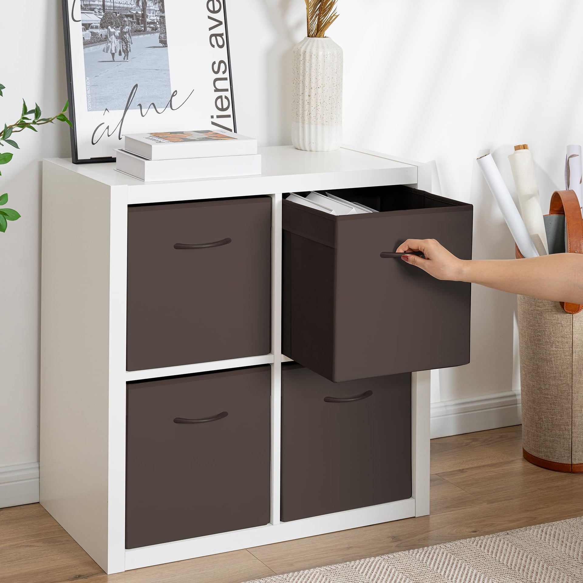 13x13 Leather Cube Storage Bins (4 Count)