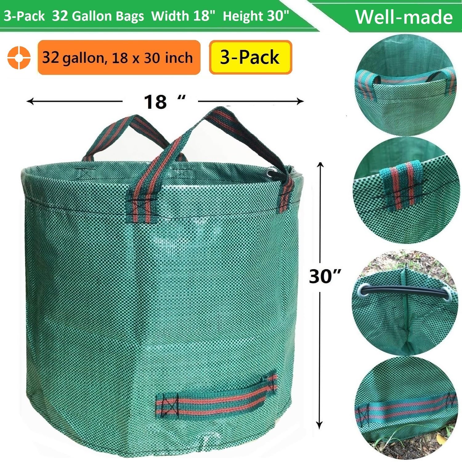Standard 3 Pack 32 Gallon Lawn Garden Bags (3 Count)
