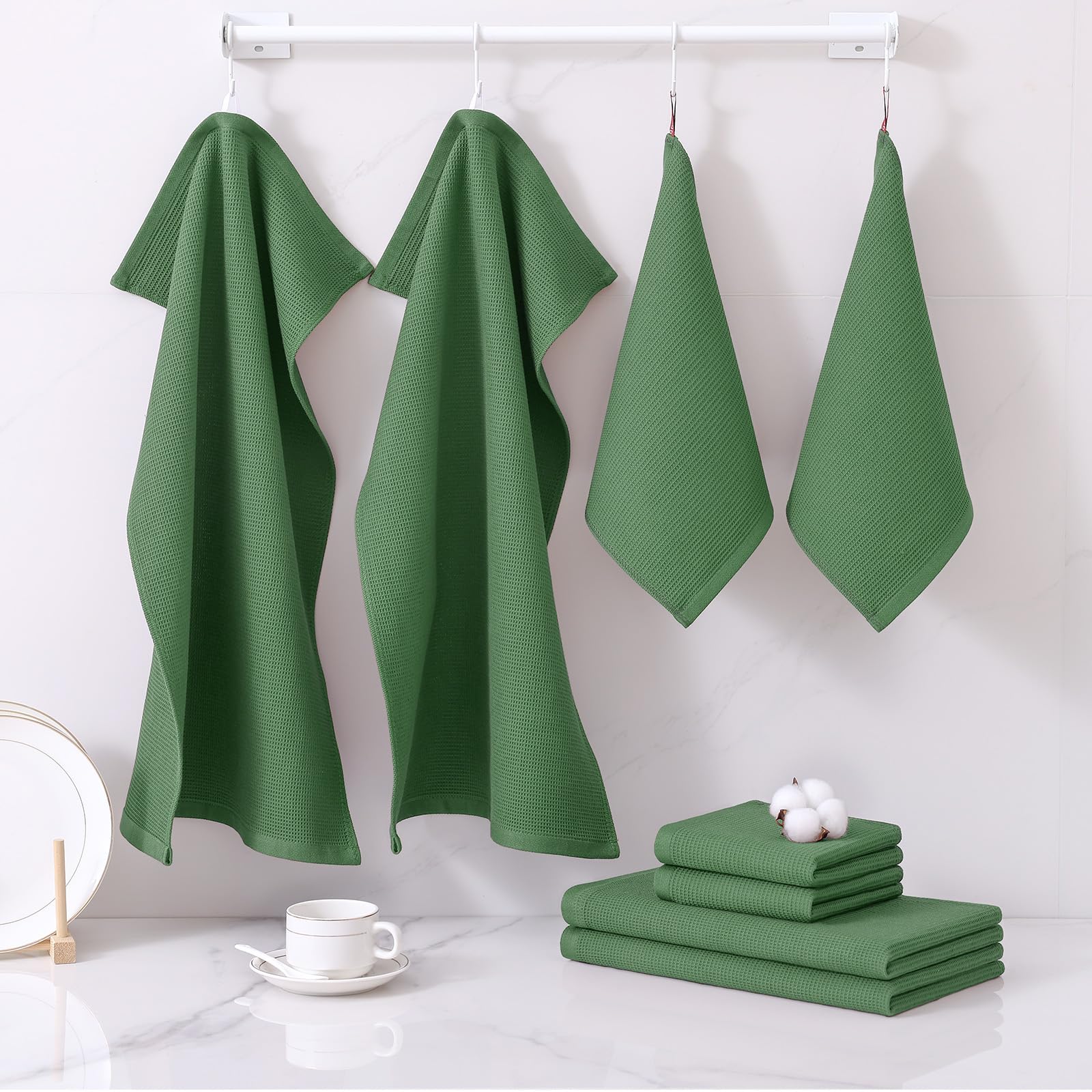 100% Cotton Kitchen Towels and Dishcloths Set (8 Count)