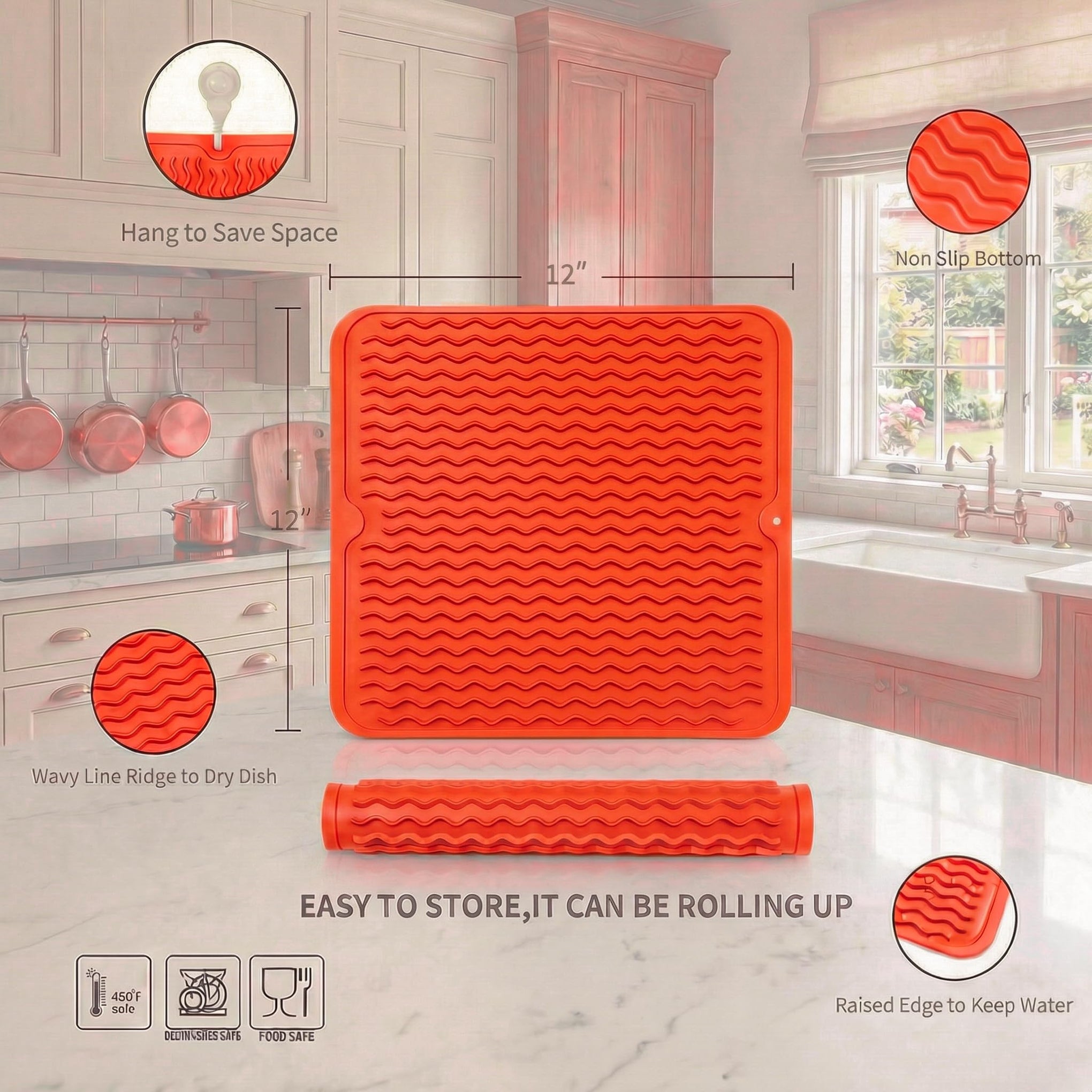 Silicone Dish Drying Mat for Multiple Usage