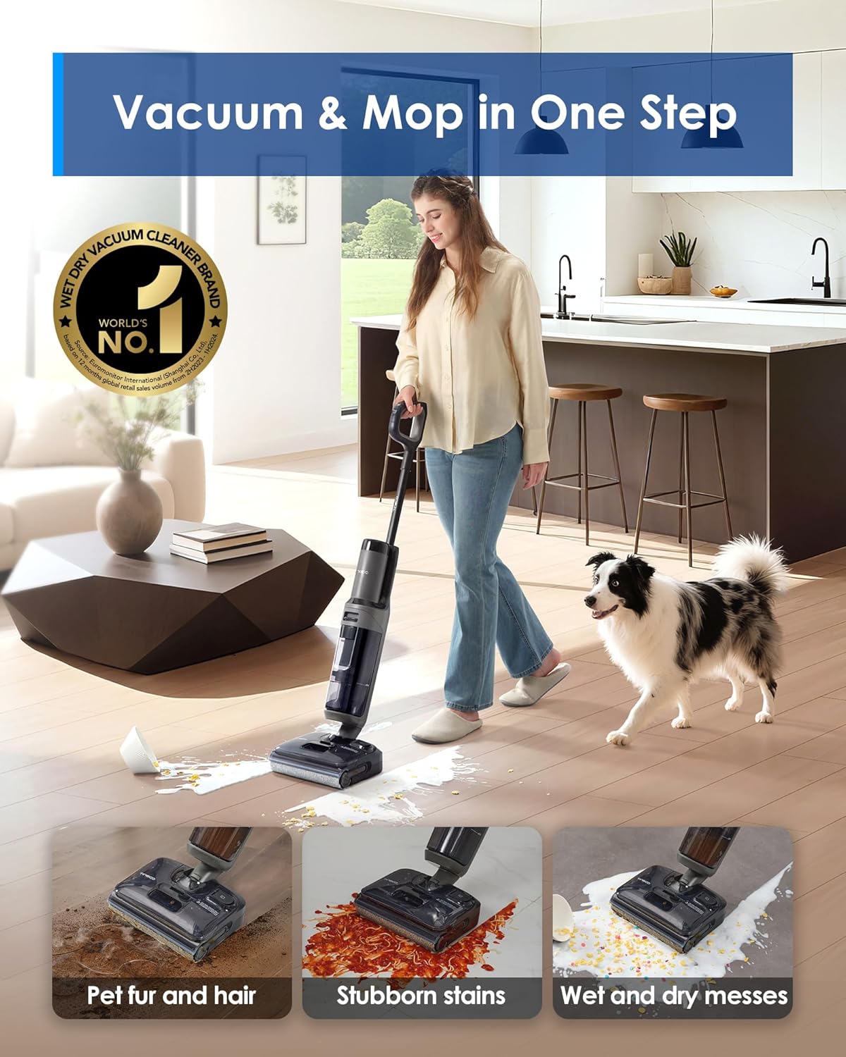Tineco Floor ONE i6 Stretch Wet Dry Vacuum Cleaner, Vacuum & Mop All in One, 20kpa Powerful Suction, Up to 40 Minutes Runtime, 180° Lay-Flat, Anti-Tangle Design, Full-Path Self-Cleaning&185℉ Flashdry - ModHome Supplies