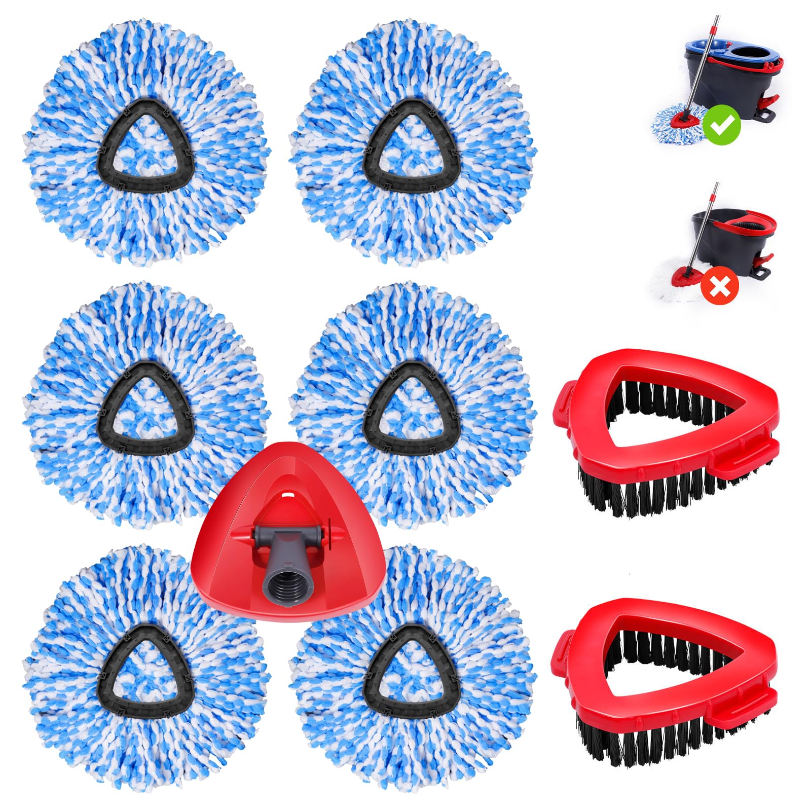 6 Pack Mop Replacement Heads Compatible with Ocedar RinseClean 2 (9 Count) - ModHome Supplies